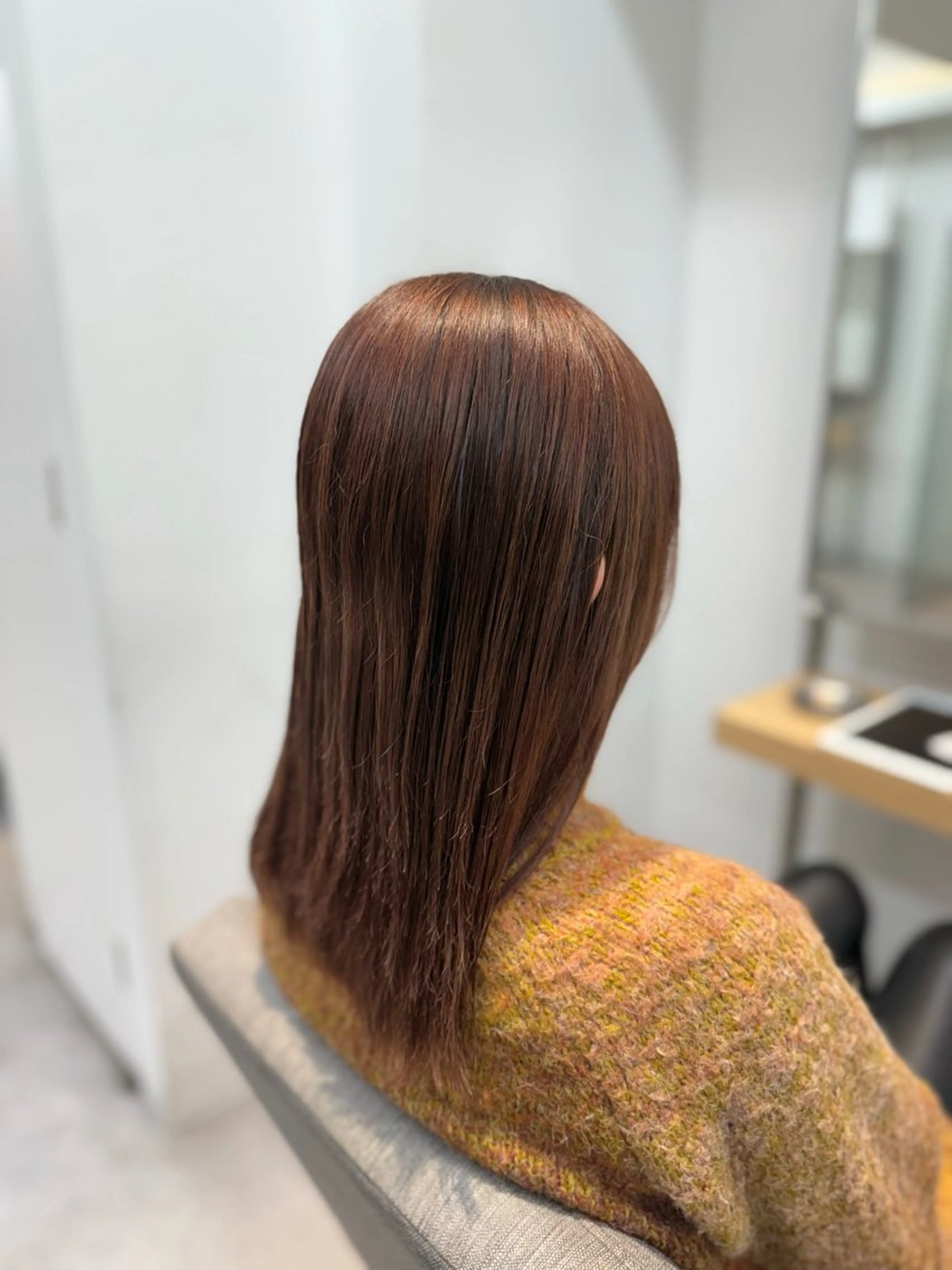 セミロング ピンクブラウン ヘアカラー 横浜/髪質改善/ 艶髪/shoのヘアスタイル