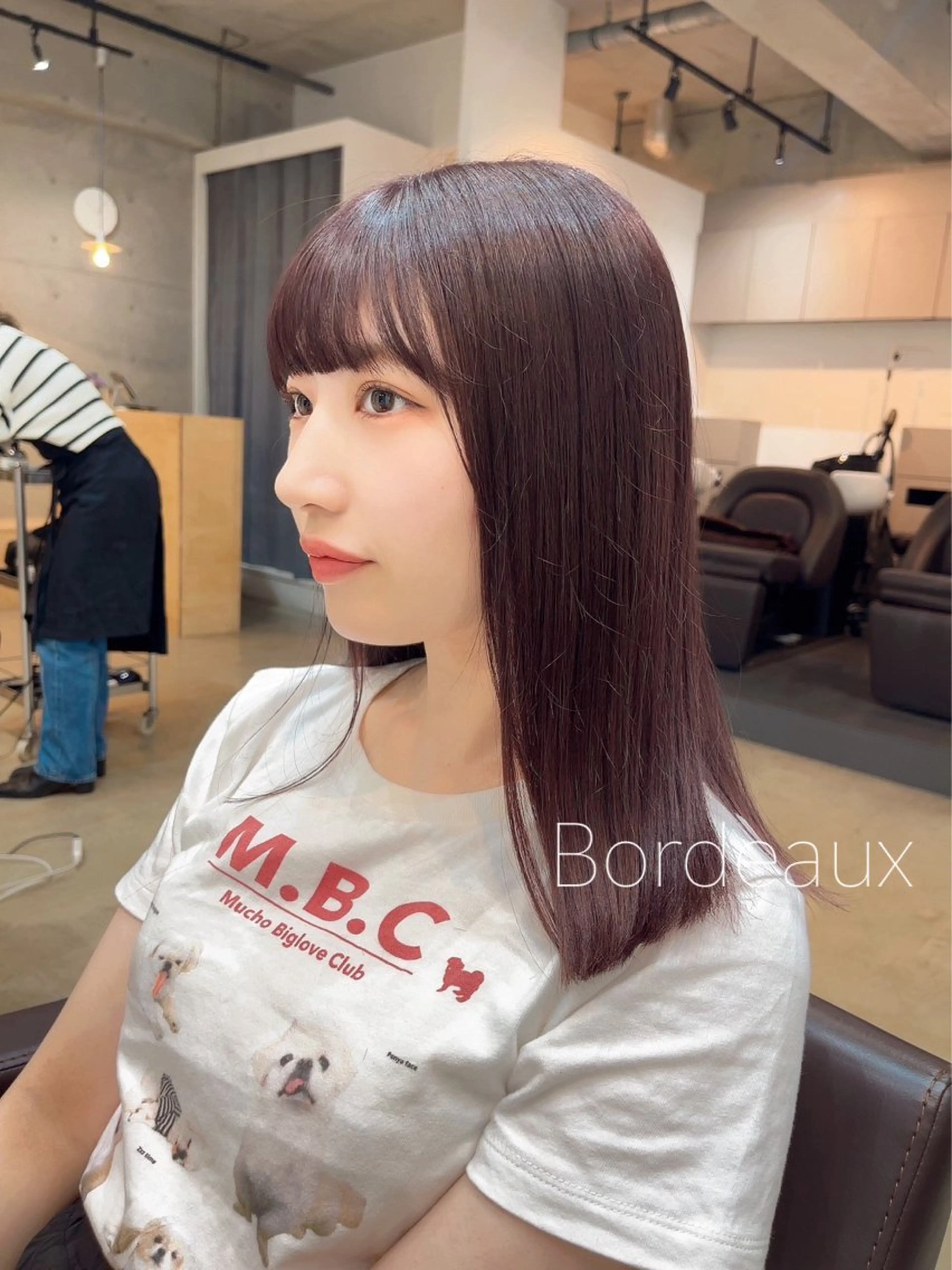 ミディアム カラー ボルドーカラー 【表参道】Ruri デジタルパーマのヘアスタイル