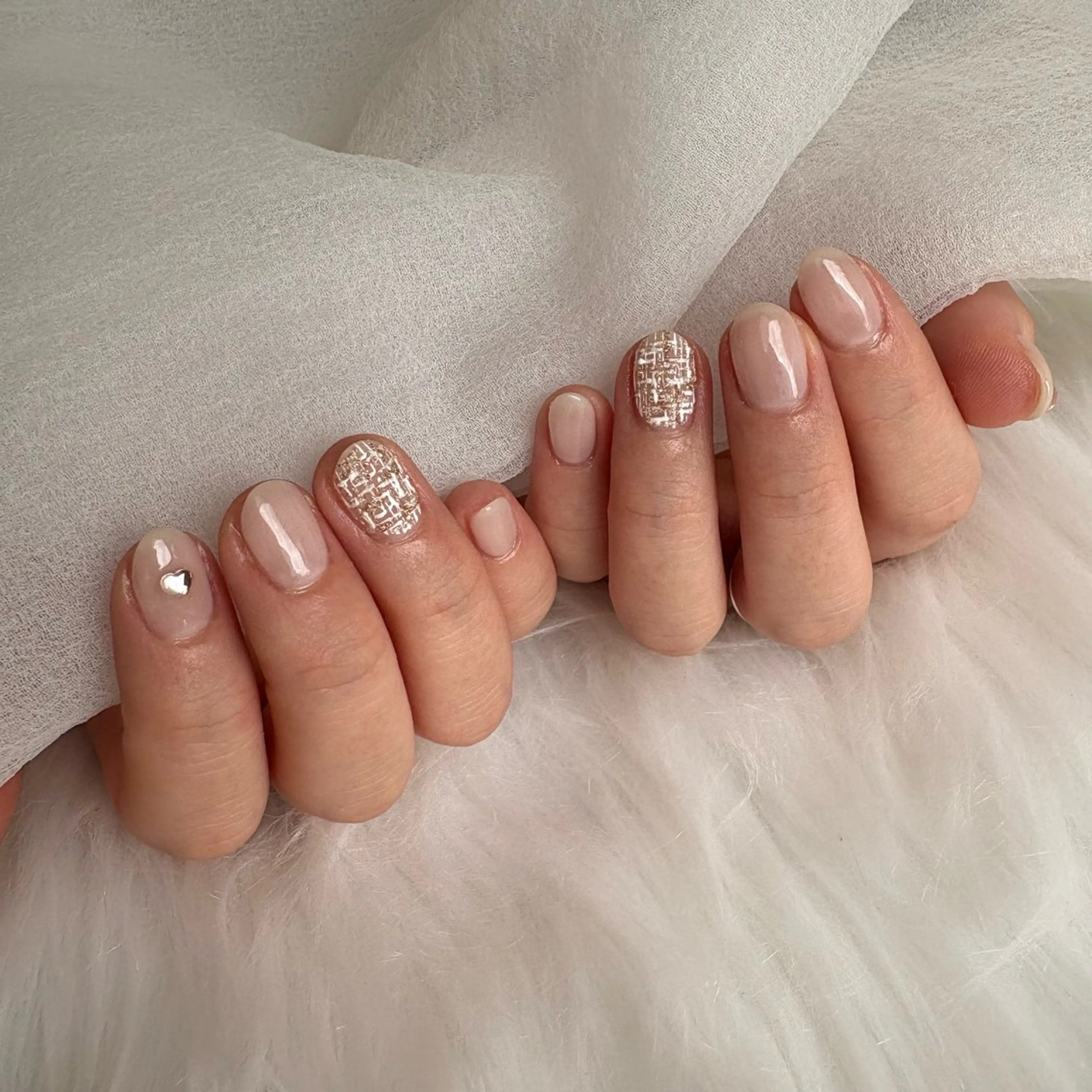 ネイル ショートネイル ツイードネイル Rich+nail Mayuのネイルデザイン