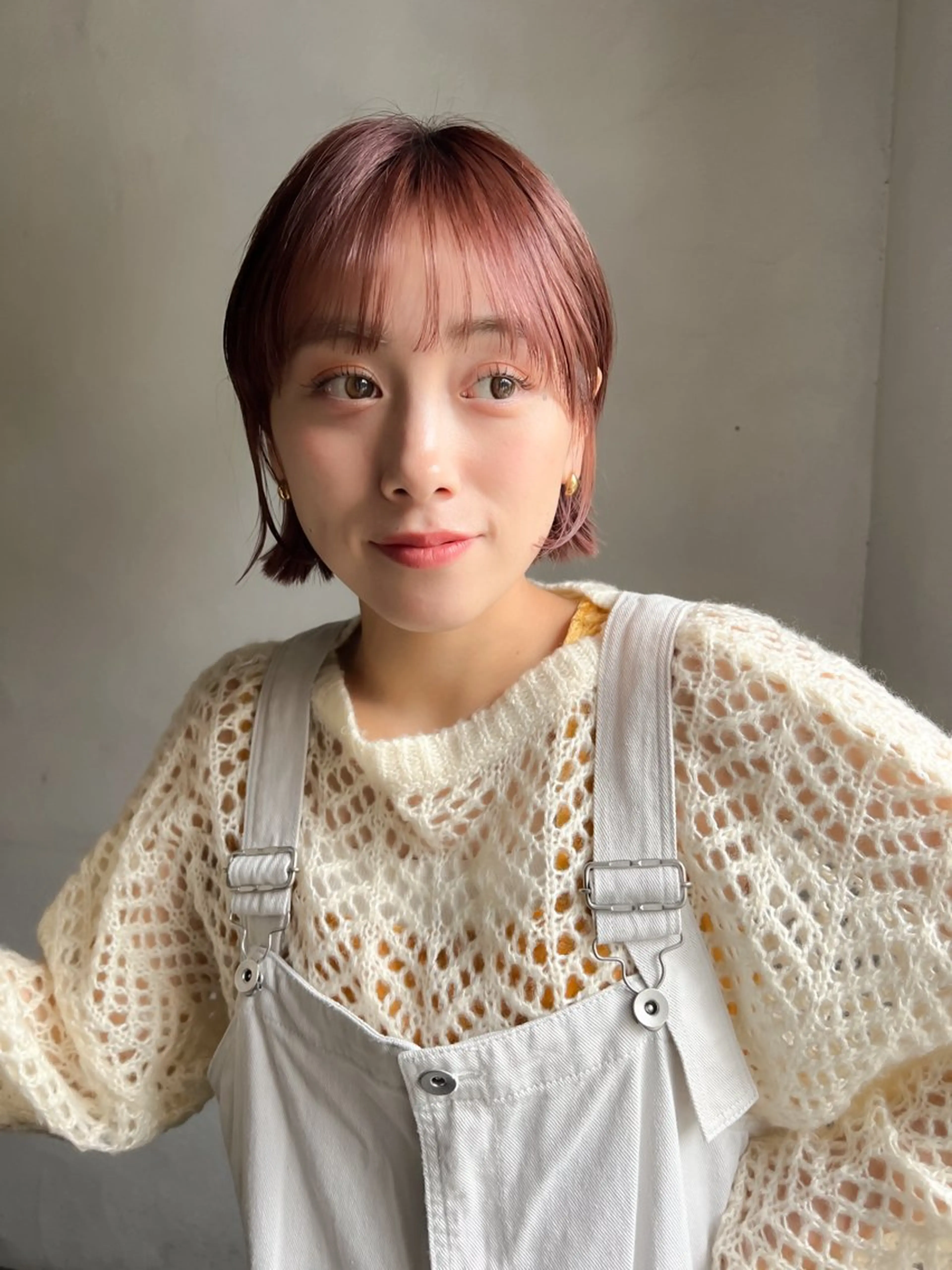 ショート カラー ボブ/巻ける縮毛矯正 /韓国レイヤーはなのヘアスタイル