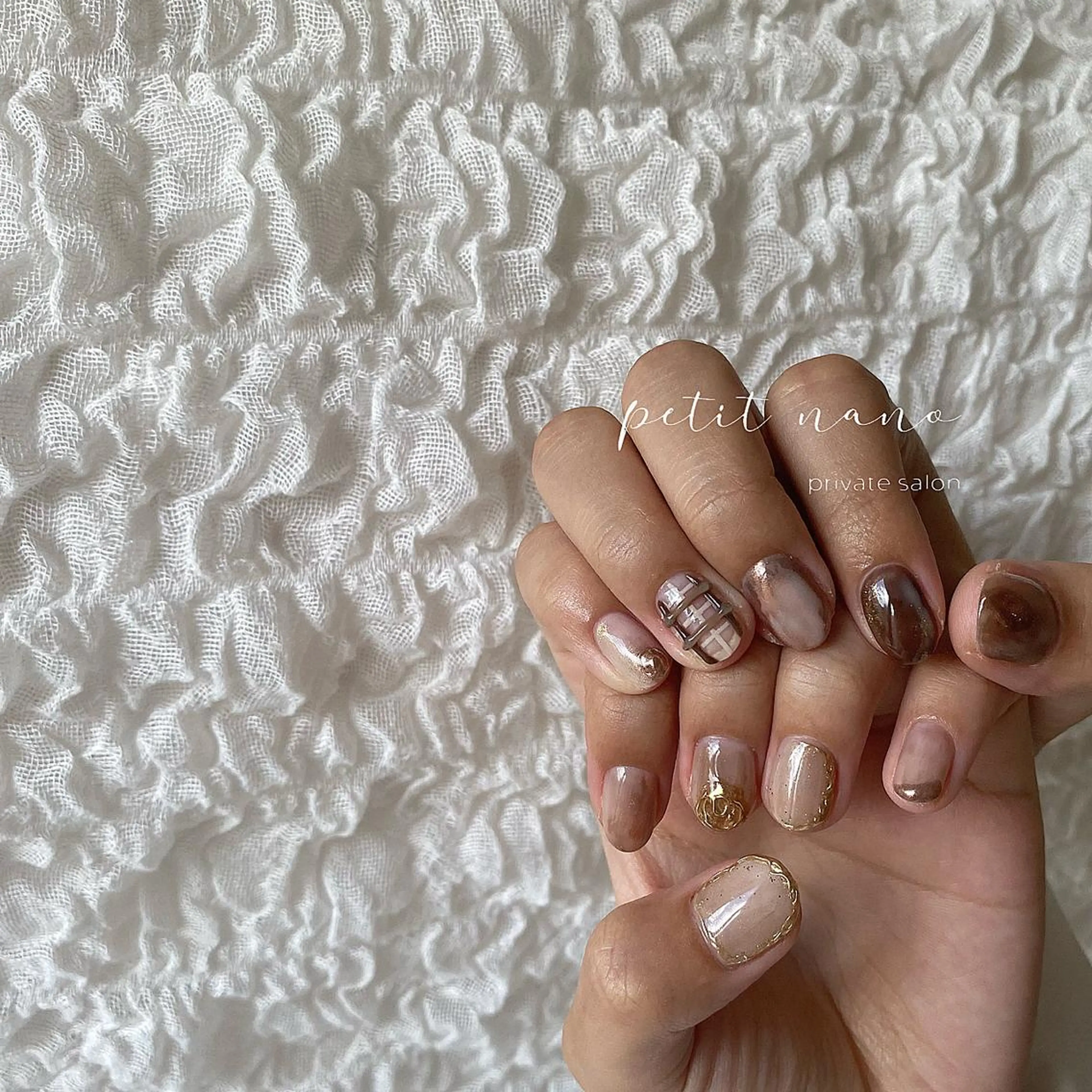ネイル 成人式 ジェルネイル ニュアンスネイル パラジェル ショートネイル nail‪◯ petitnanoのネイルデザイン