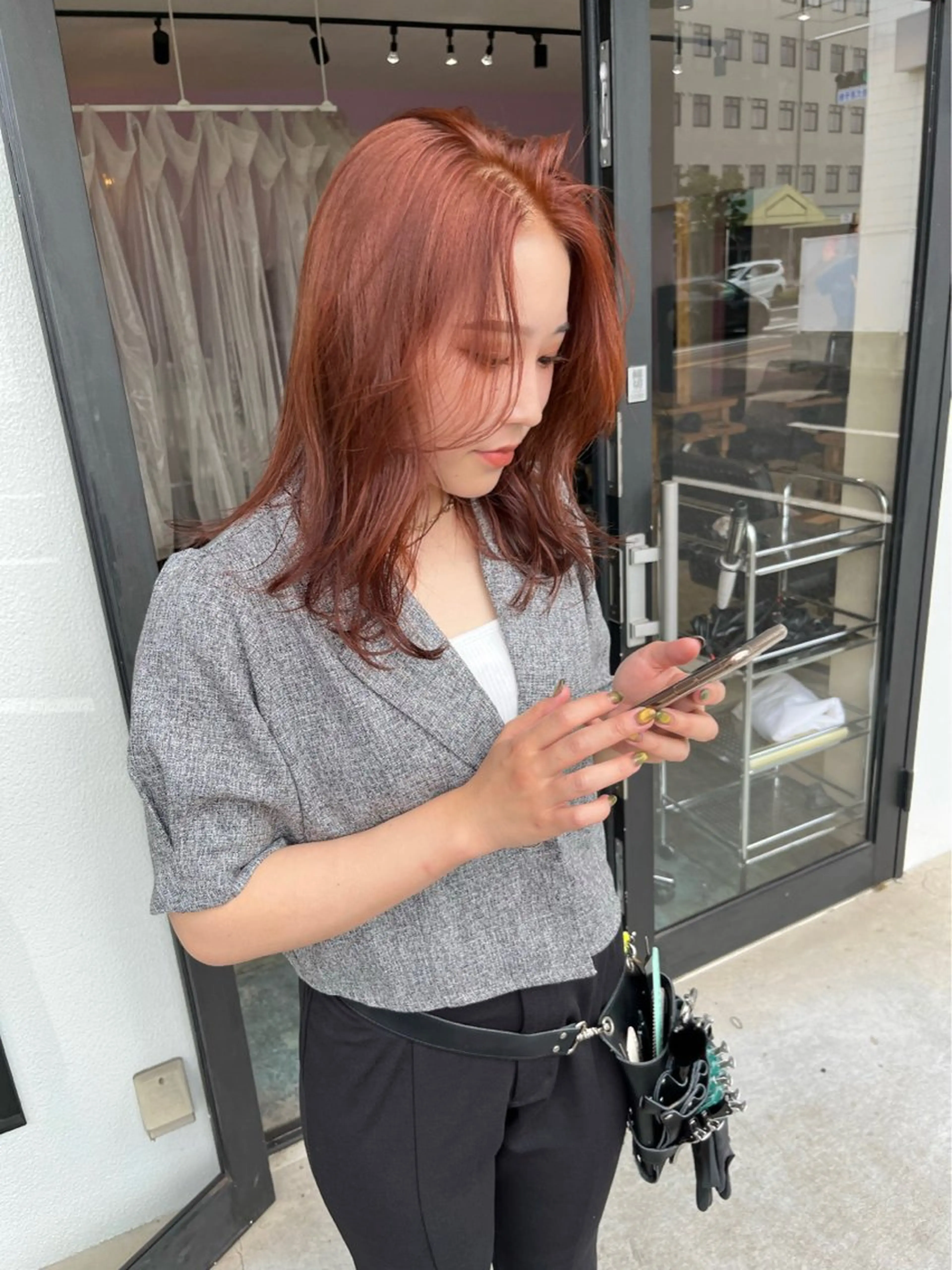 カラー オレンジ MATTY azusaのヘアスタイル