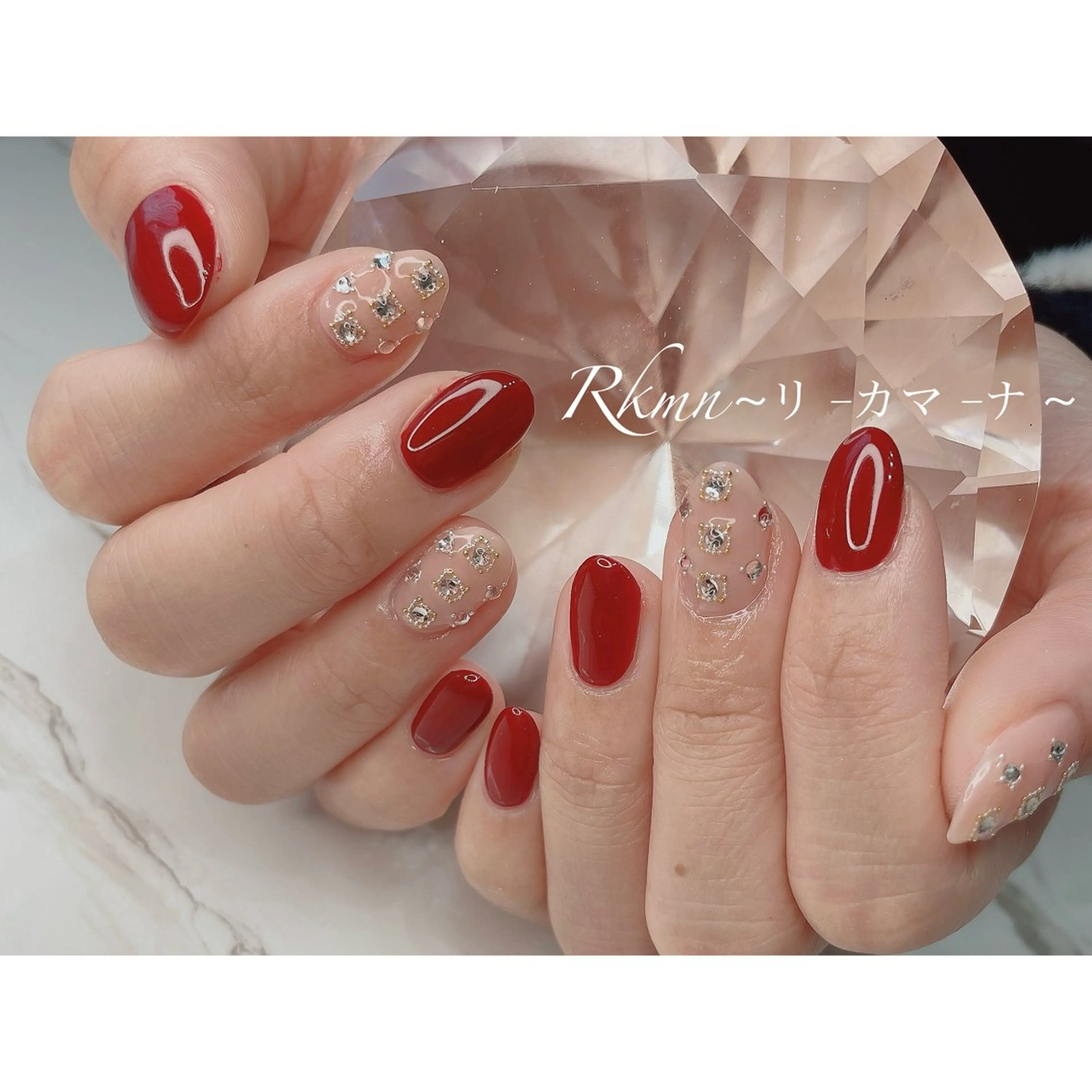 ネイル アートネイル ボルドー 春ネイル ハンドネイル フットネイル ハンドケア Rkmn ~リ-カマ-ナ~のネイルデザイン