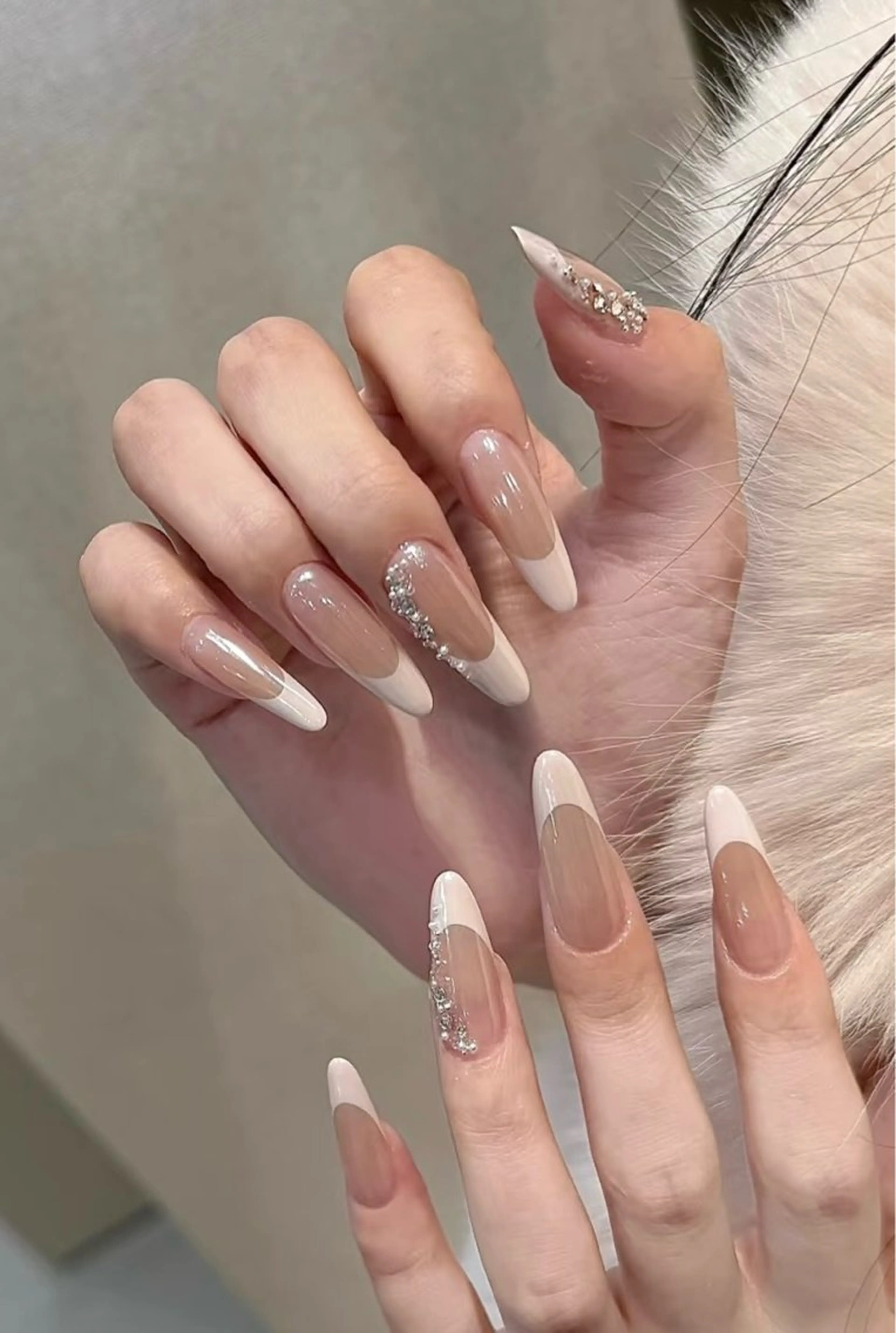 ネイル フラワーネイル フレンチネイル ジェルネイル ガラスフレンチ ハート ハンドネイル BabyYouMi nailのネイルデザイン