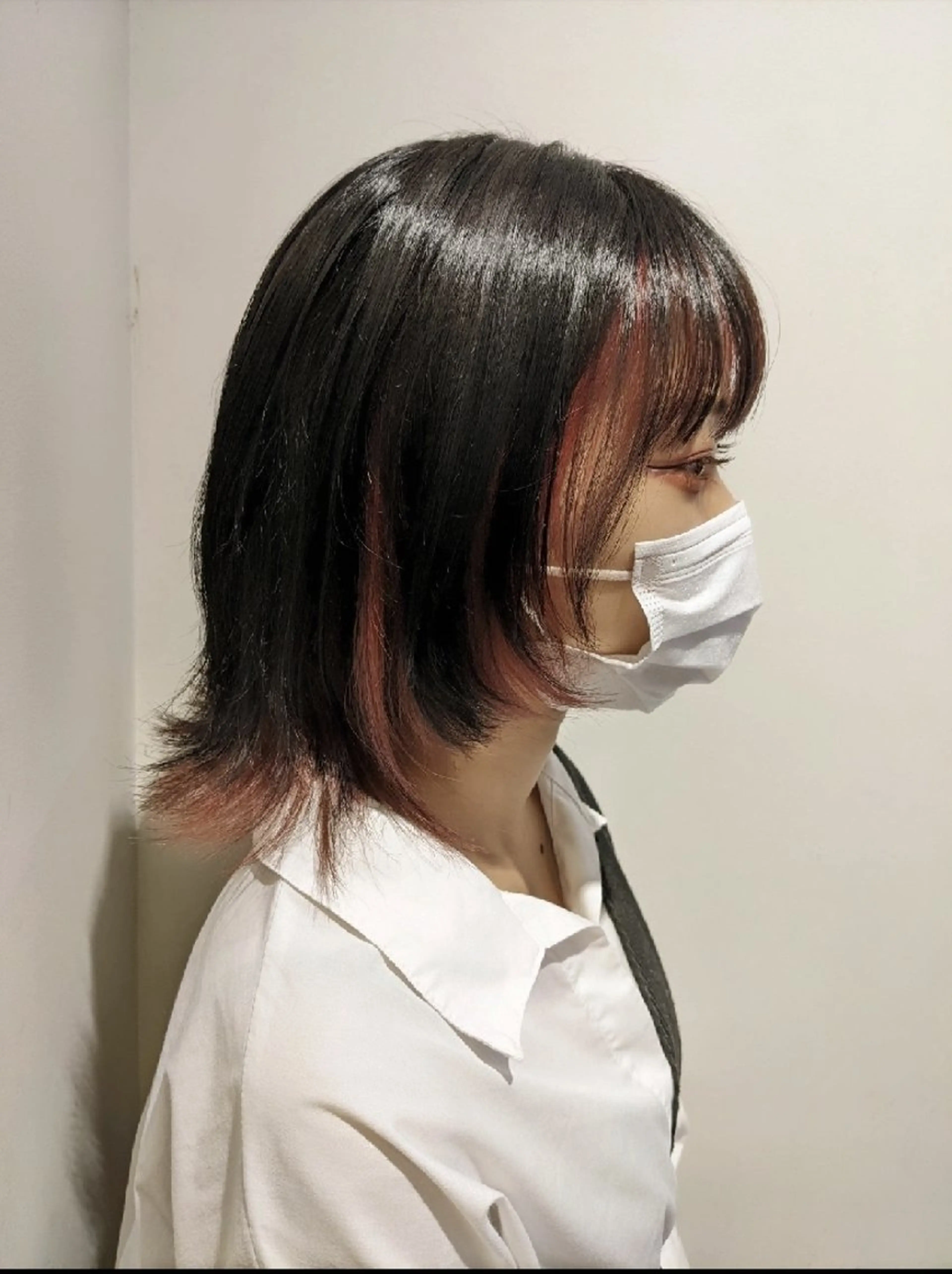 カラー ミディアム ピンクカラー レッドカラー 橋本 健聖のヘアスタイル