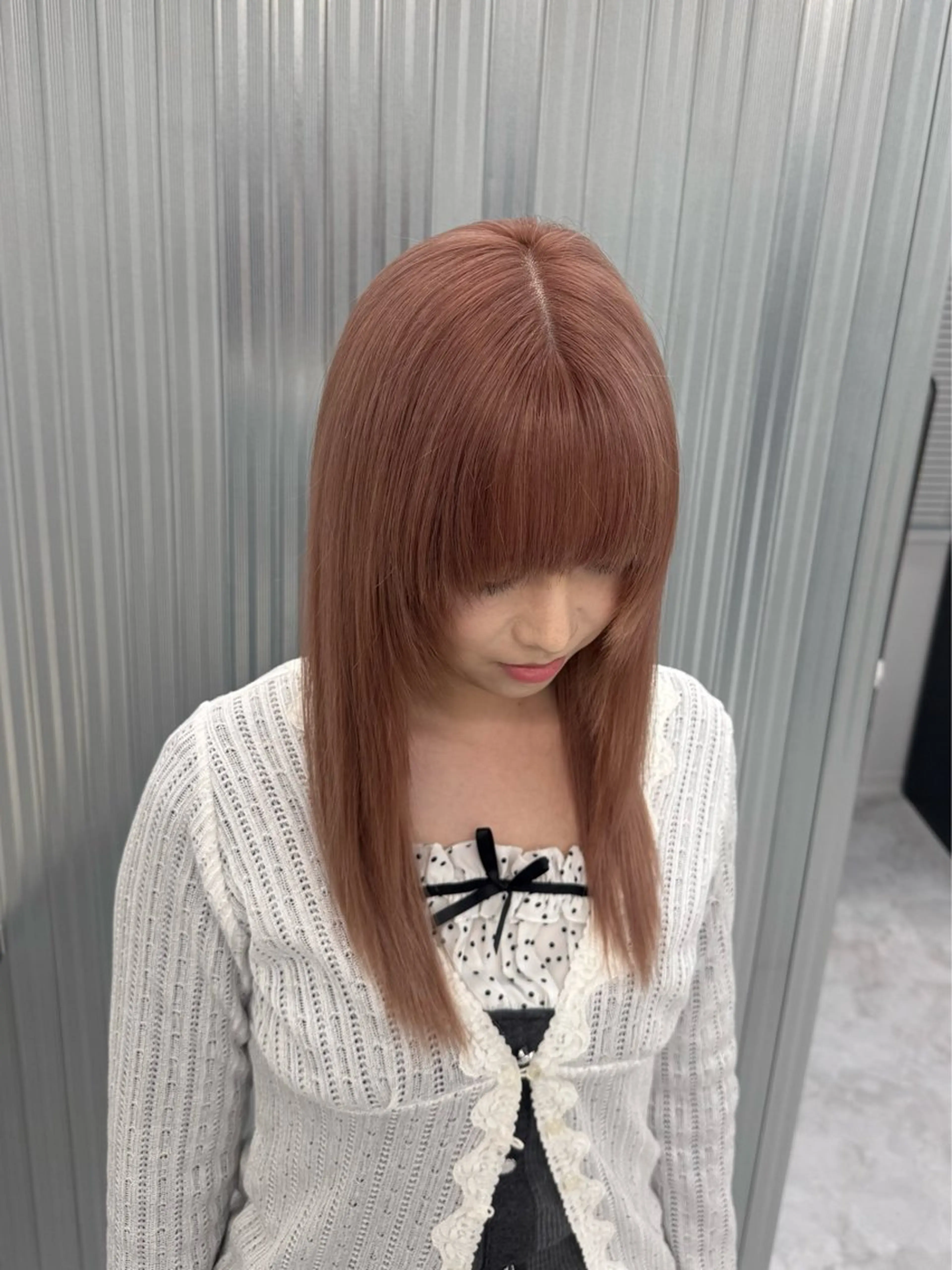 ロング カラー ベージュカラー ピンクカラー ピンクベージュ ヘアカラー トリートメント 透明感/ 艶ハイトーン/梨桜のヘアスタイル