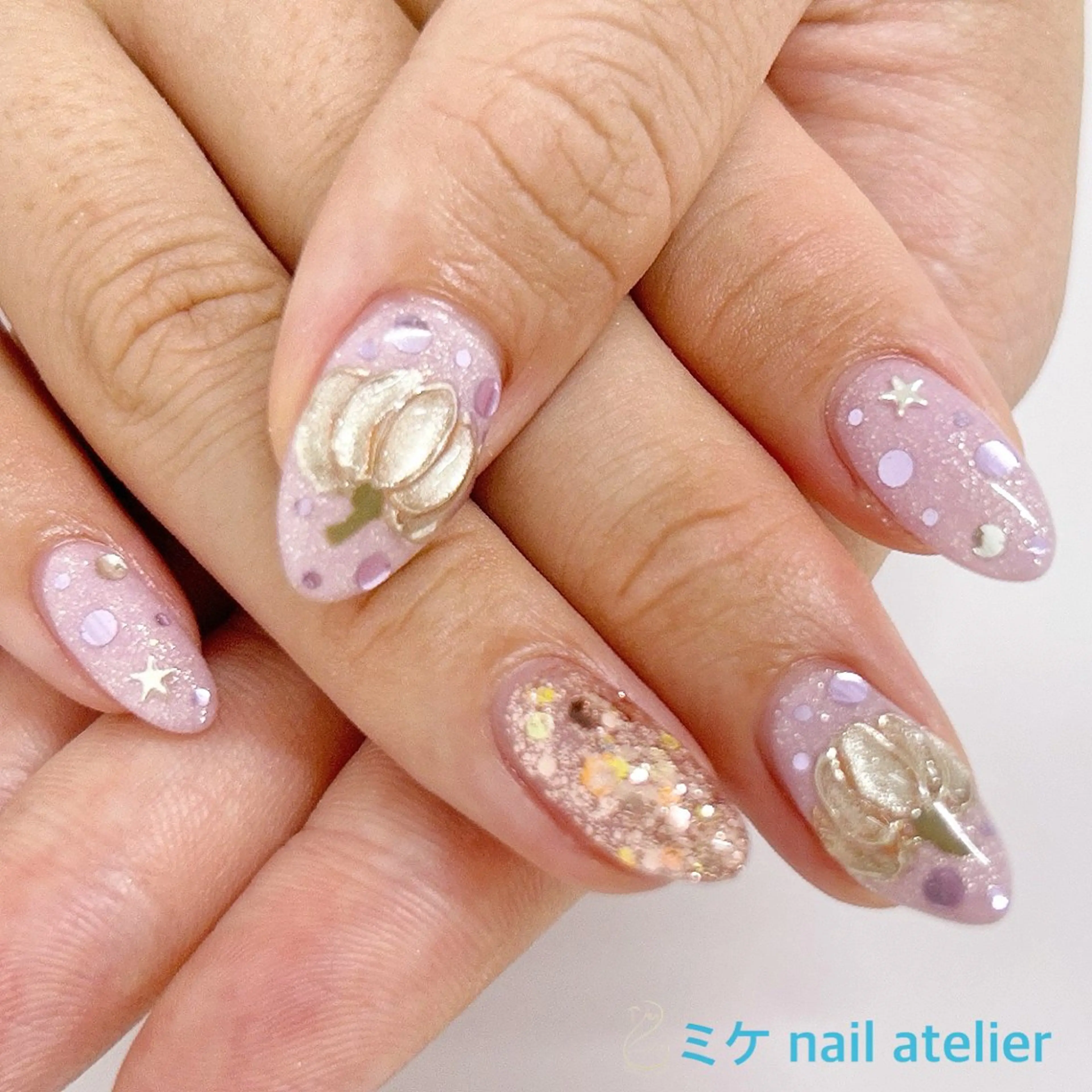 ネイル ジェルネイル ハロウィン ワンカラーネイル ピンク パープル ハンドネイル h. rikaのネイルデザイン