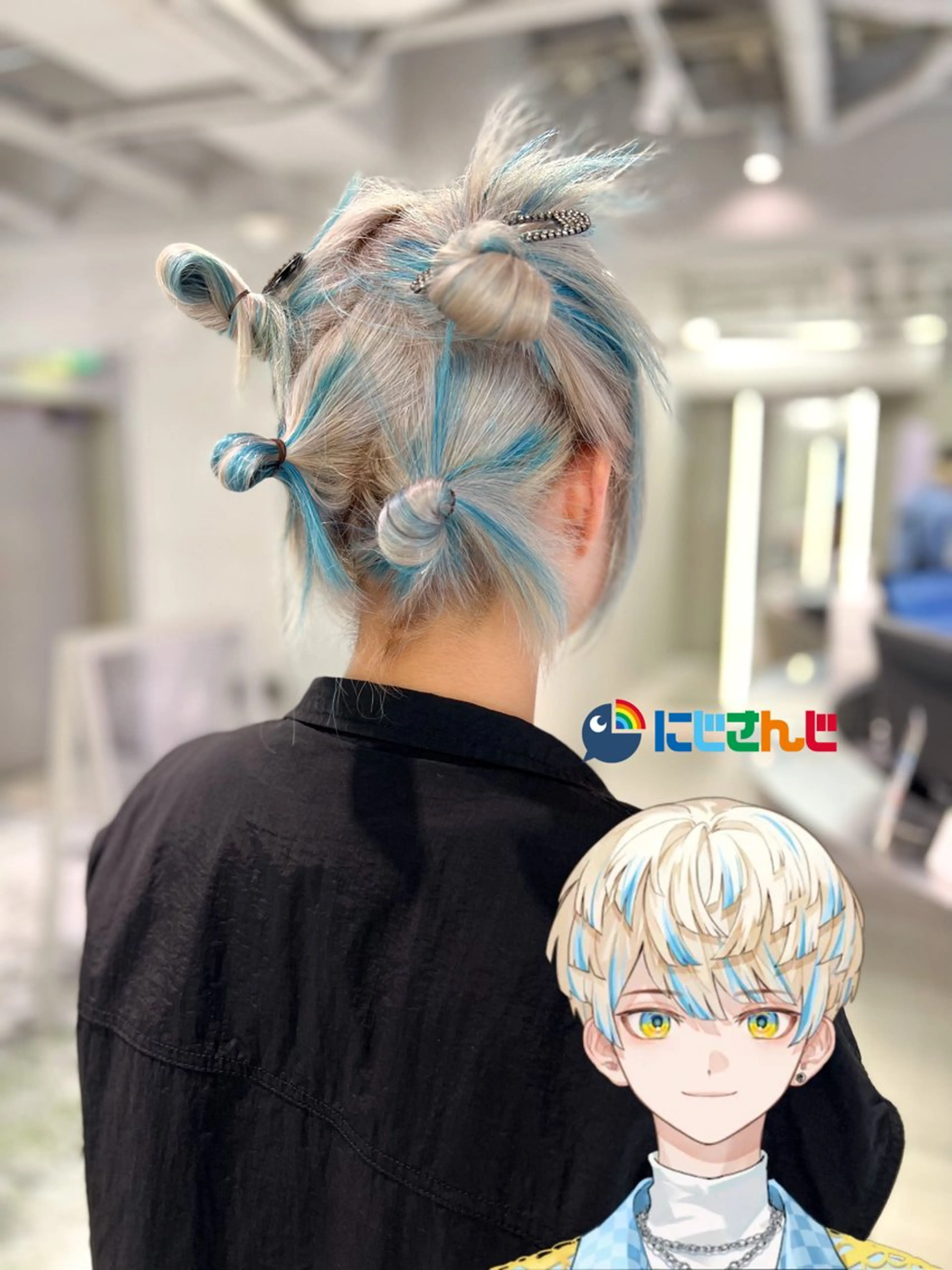 ミディアム カラー デザインカラー シルバー ホワイトシルバー メ イのヘアスタイル