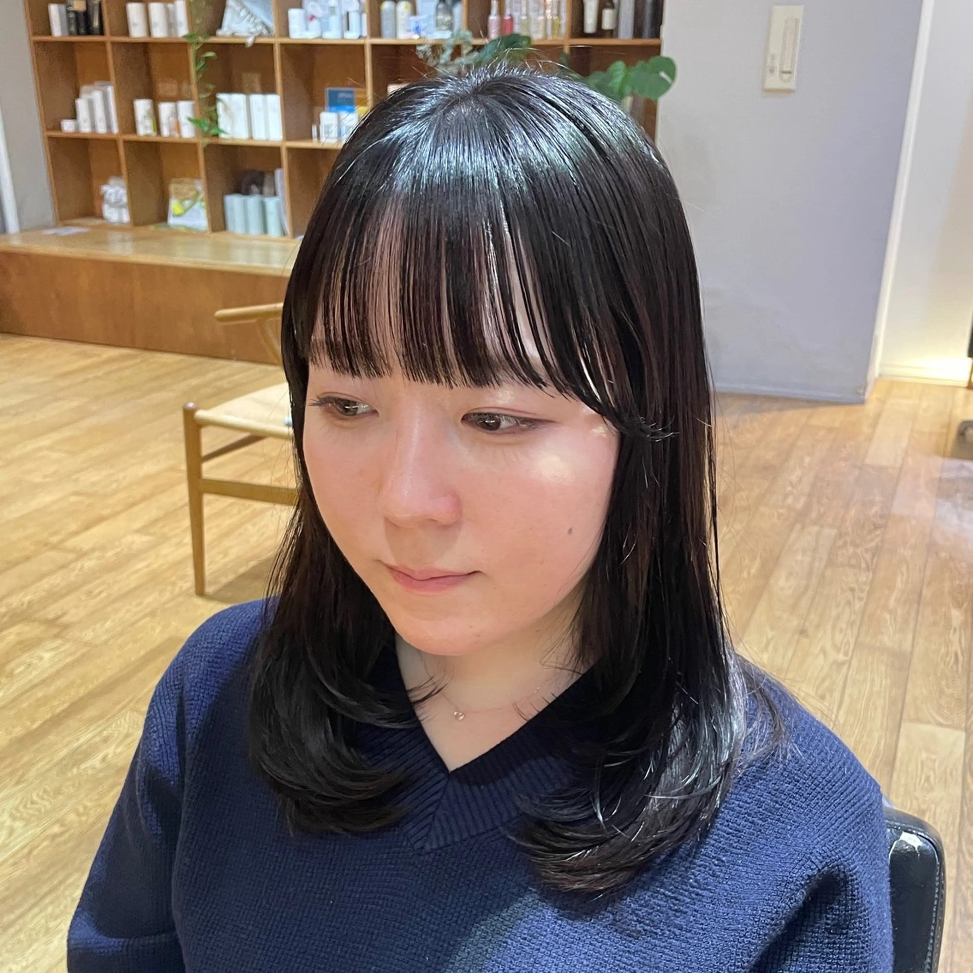 ミディアム カラー パーマ ミディアムレイヤー レイヤーカット カット ヘアカラー 縮毛矯正 縮毛矯正/レイヤー 🌙児玉光瑠のヘアスタイル