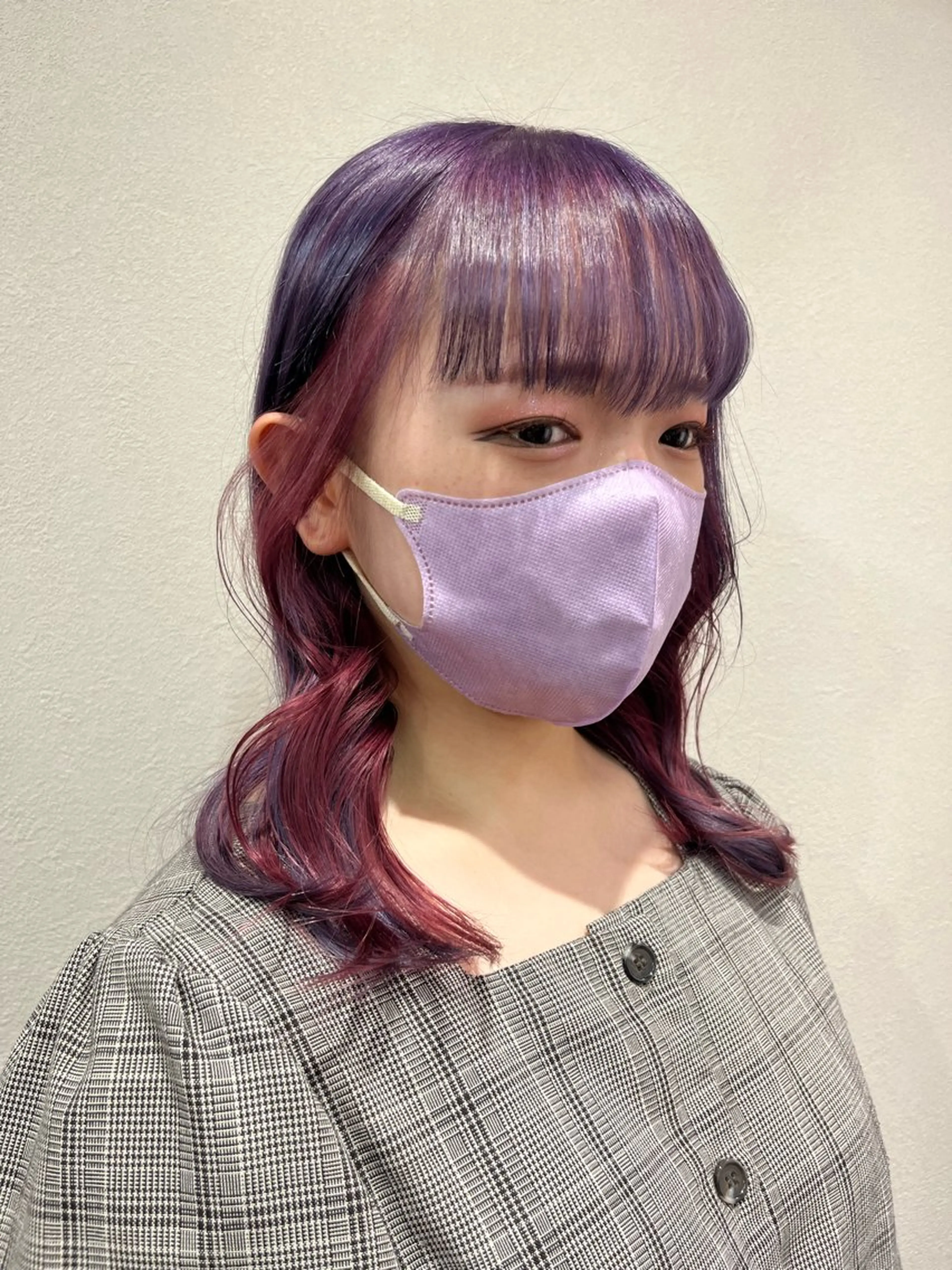 セミロング カラー デザインカラー ピンクカラー パープルカラー Maison Land所属・YUZUKI 🌙のヘアスタイル