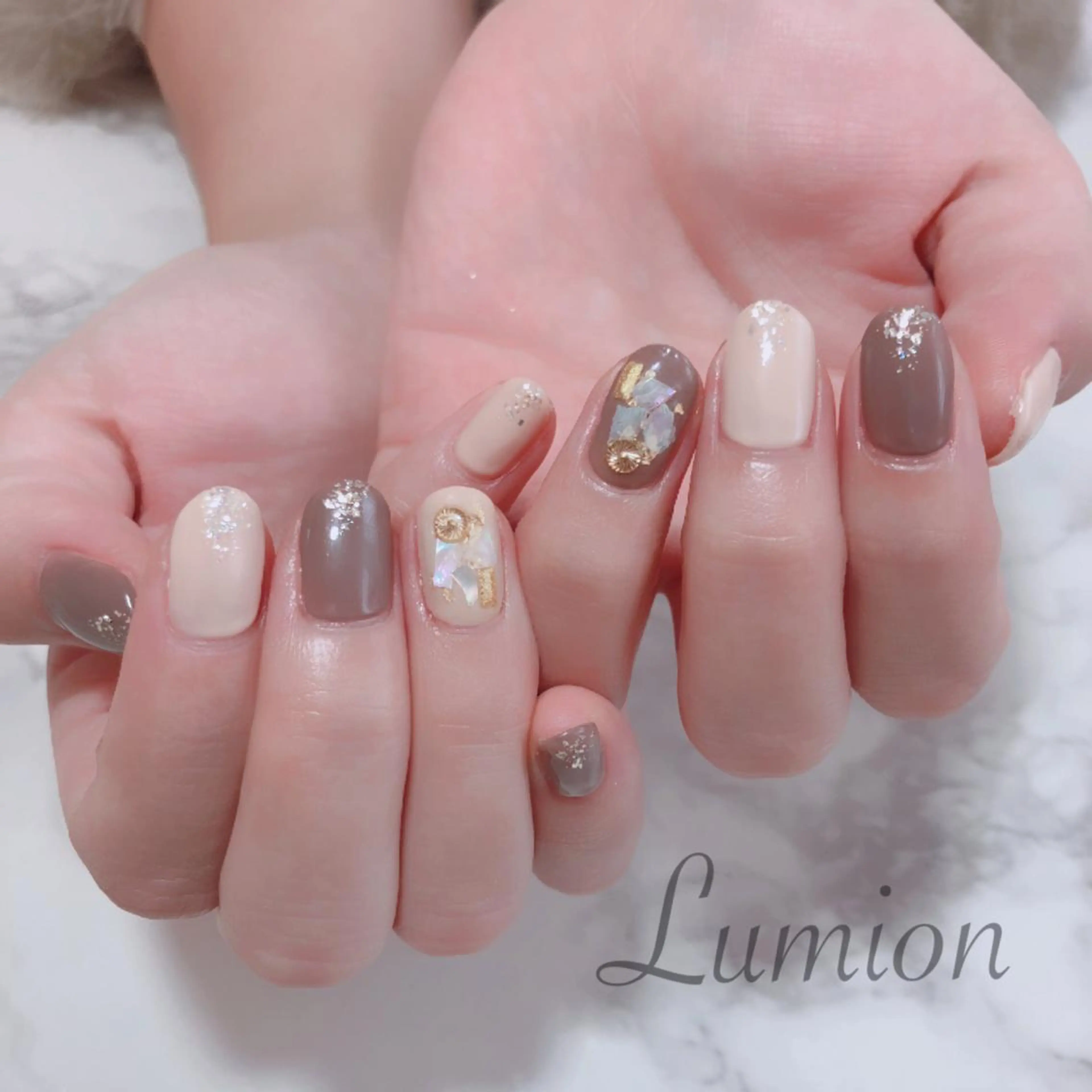 ネイル ブラウン ハンドネイル nailroom Lumionのネイルデザイン
