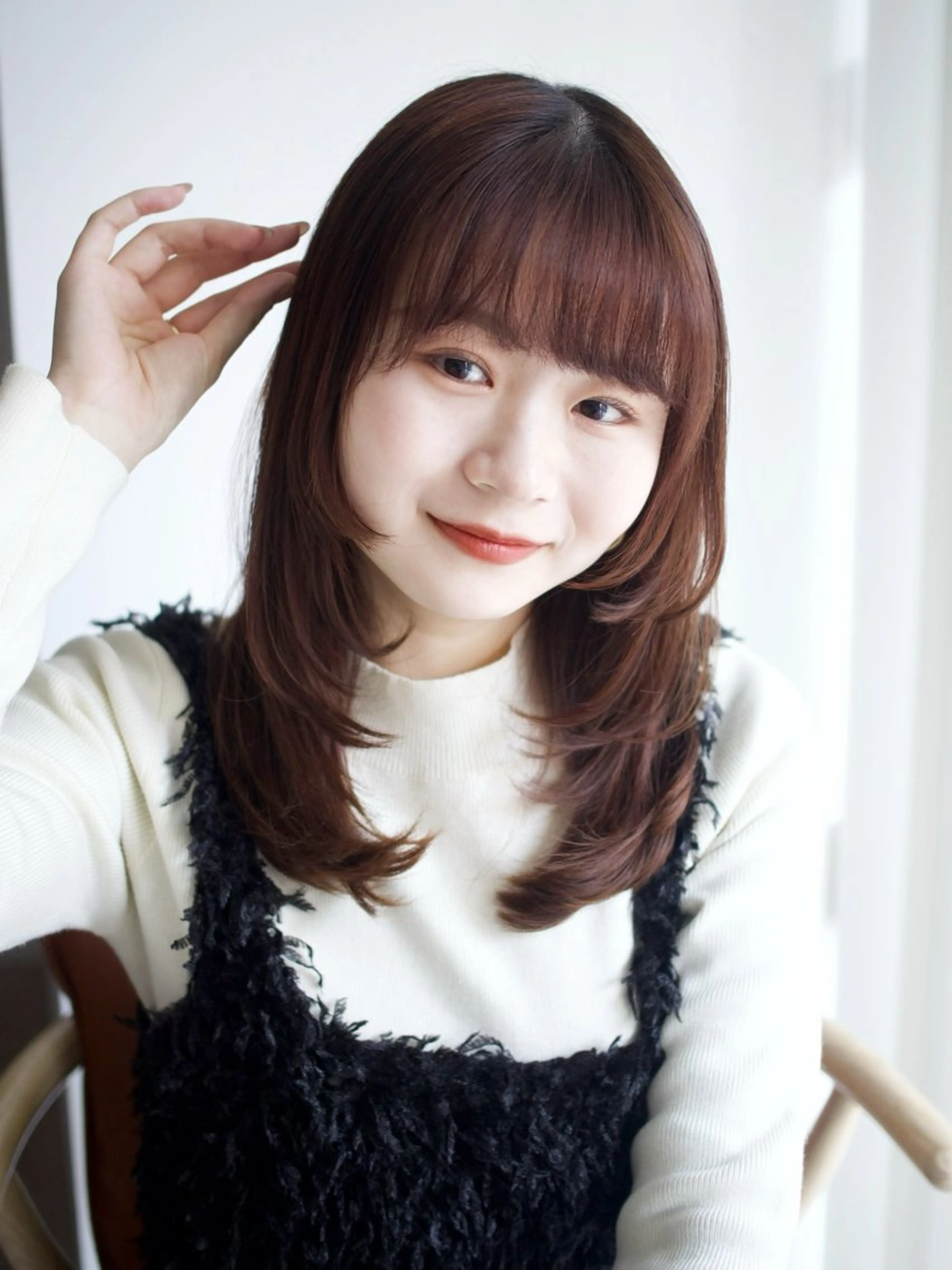 セミロング カラー ブラウンカラー ピンクカラー ピンクブラウン 越後 遥/ 透明感カラー🪞🤍のヘアスタイル