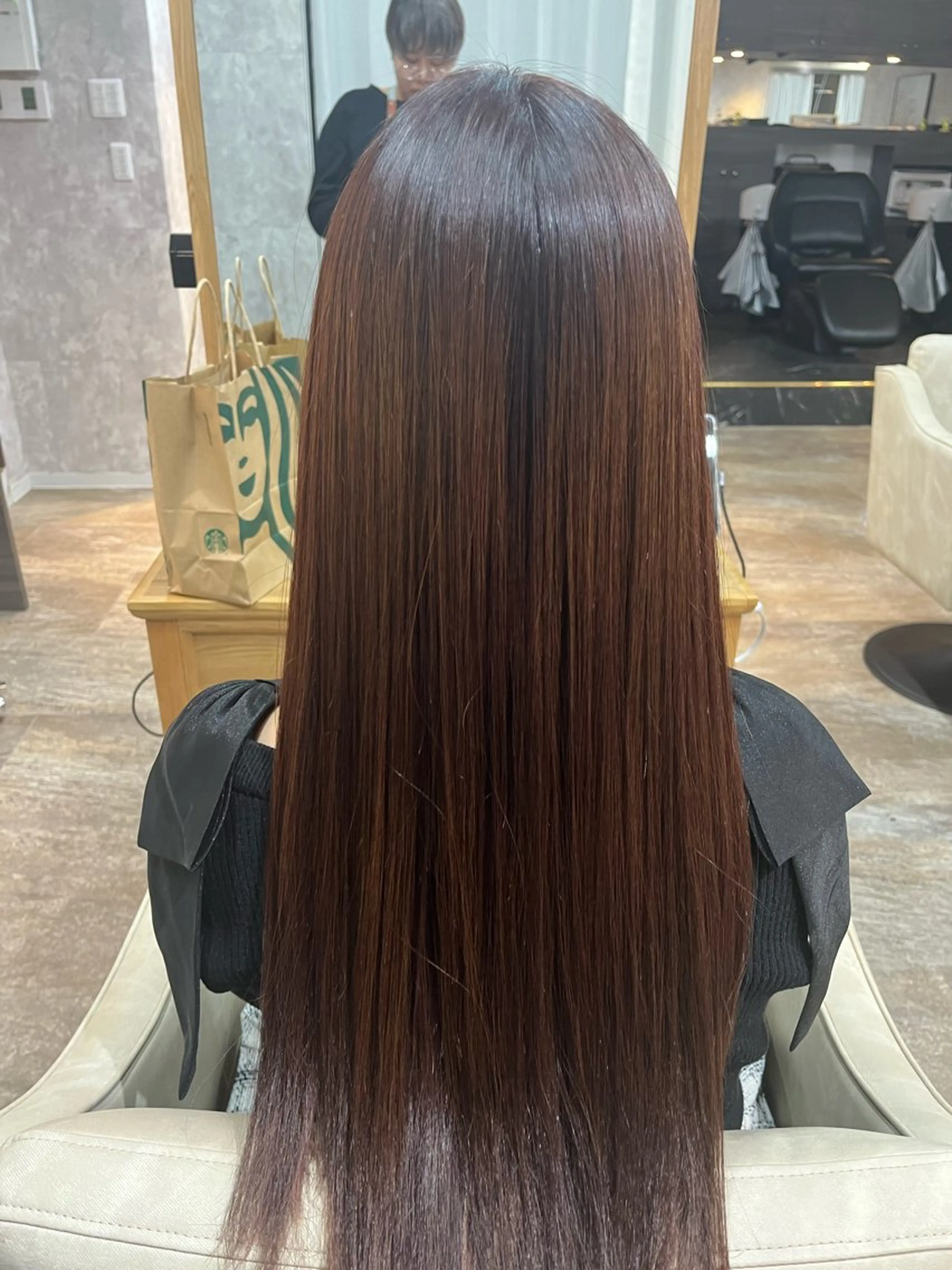 ロング カラー ピンクカラー レッドカラー 縮毛矯正 トリートメント 縮毛矯正⚡️カラー いいじまのヘアスタイル