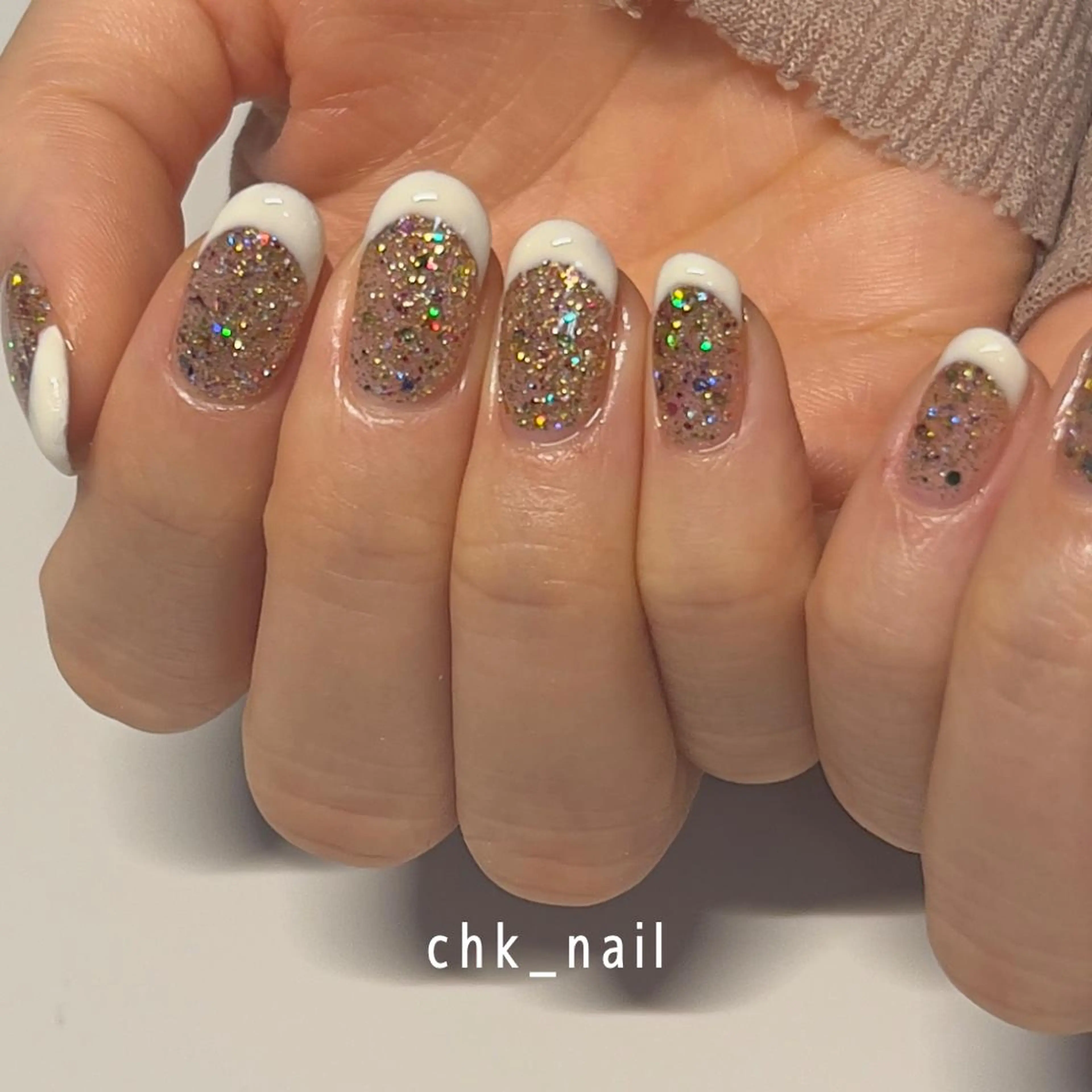 ネイル フレンチネイル ラメ(グリッター) takahashi chikaのネイルデザイン