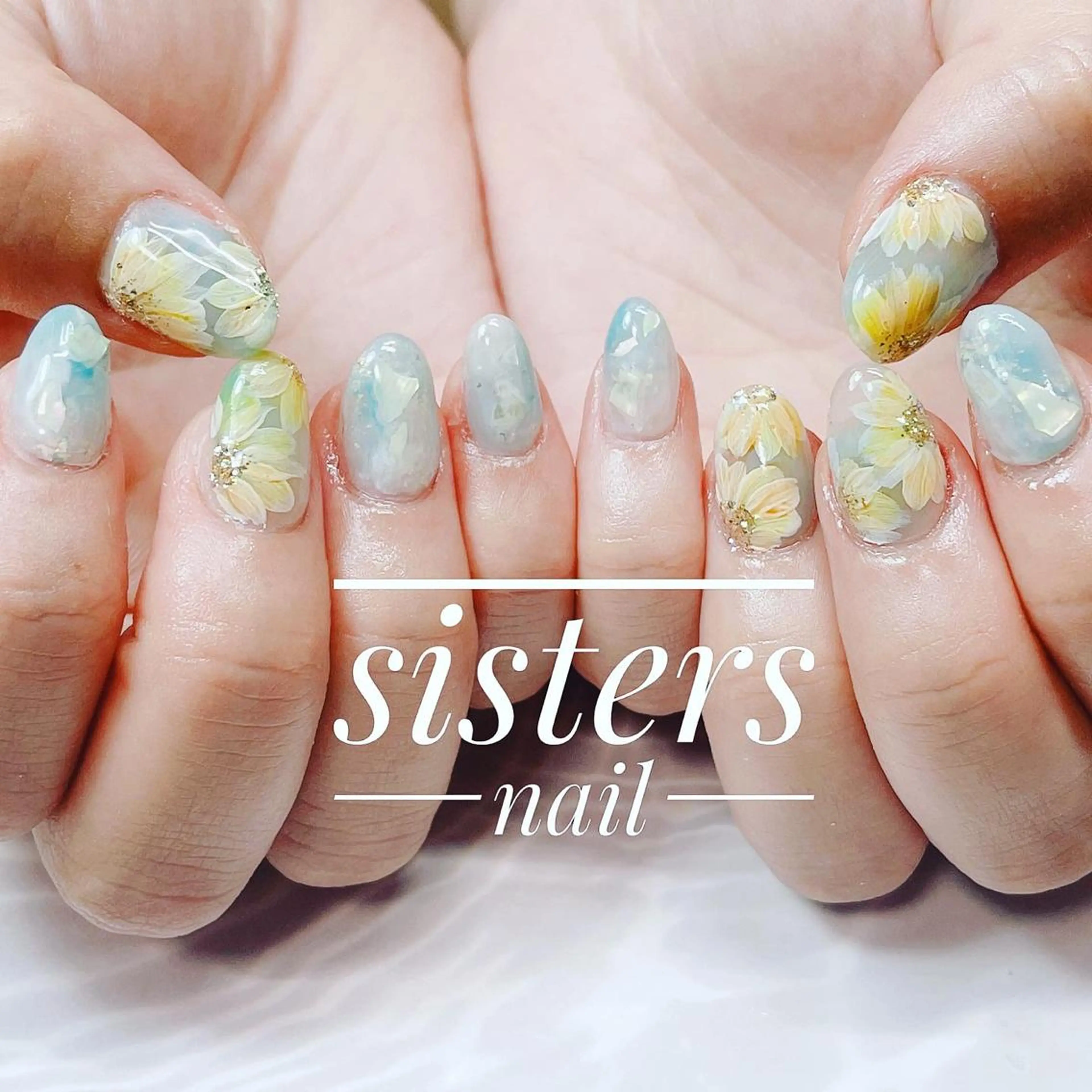 ネイル アートネイル フラワーネイル スカルプネイル 夏ネイル ハンドネイル ハンドケア sisters nail.fのネイルデザイン