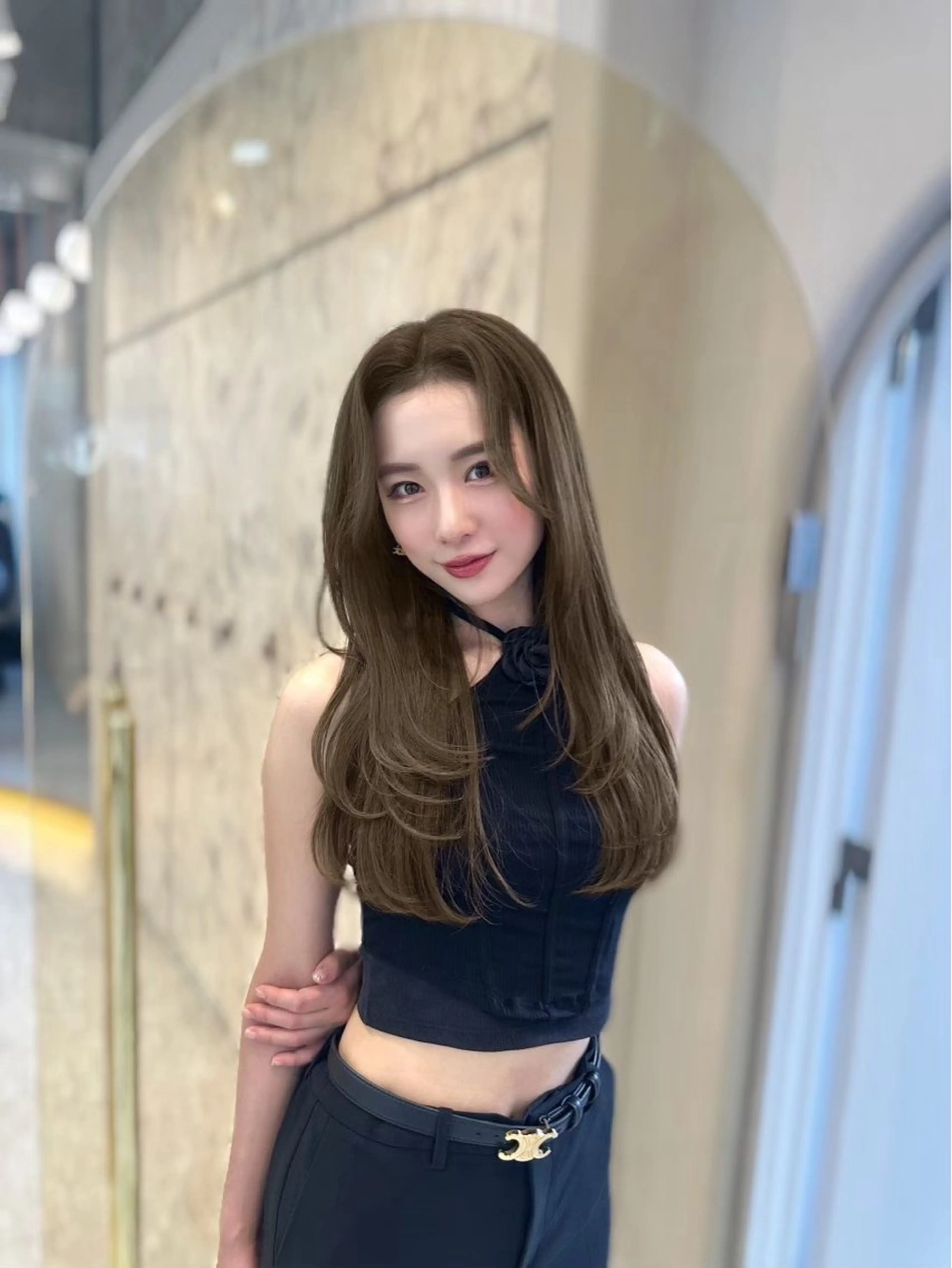 ロング レイヤーカット トリートメント 韓国トレンド💓‪ 阿部あんじゅのヘアスタイル