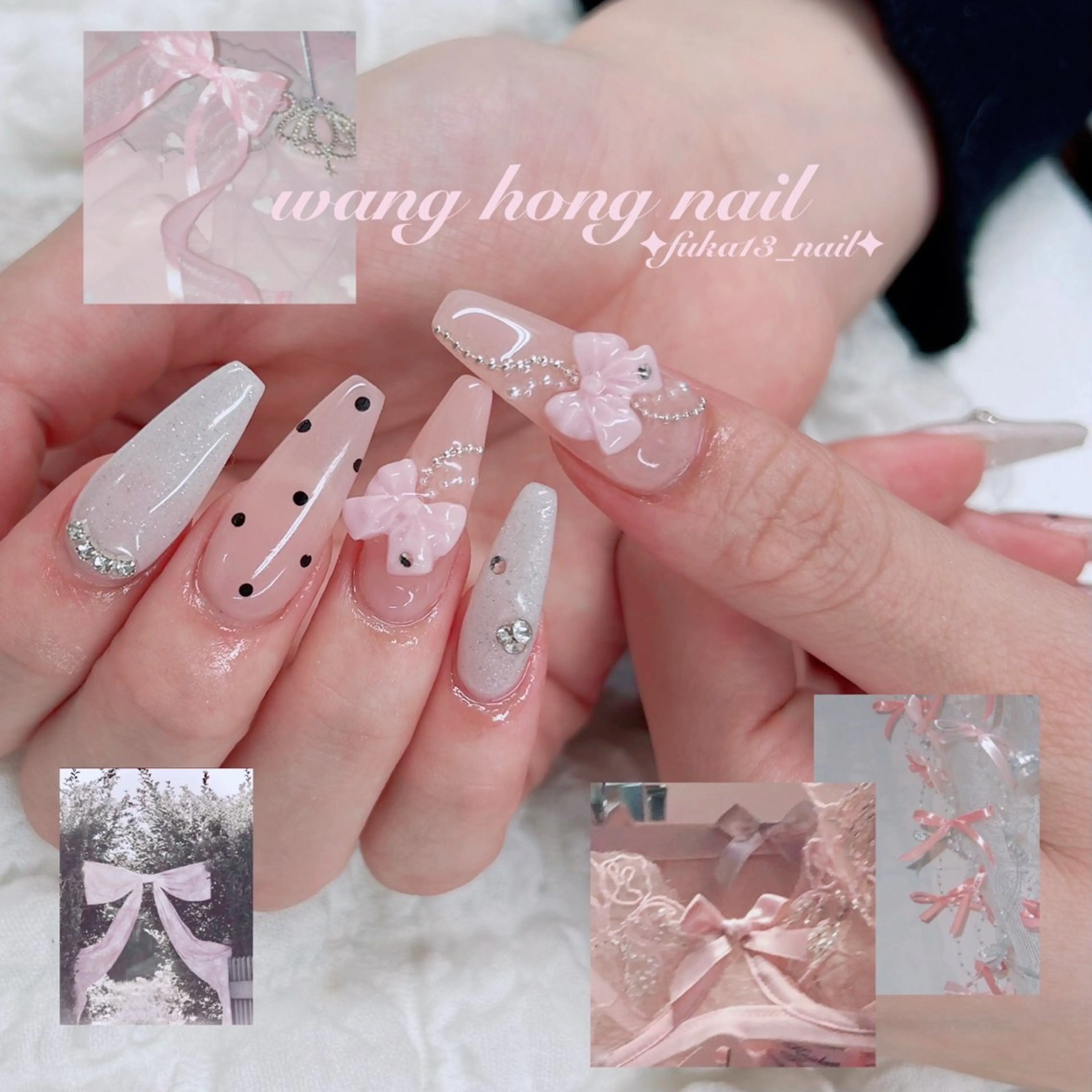 ネイル ドット ガーリー 韓国ネイル リボン スカルプネイル ハンドネイル Nail♡Fuka. /4月予約受付中のネイルデザイン