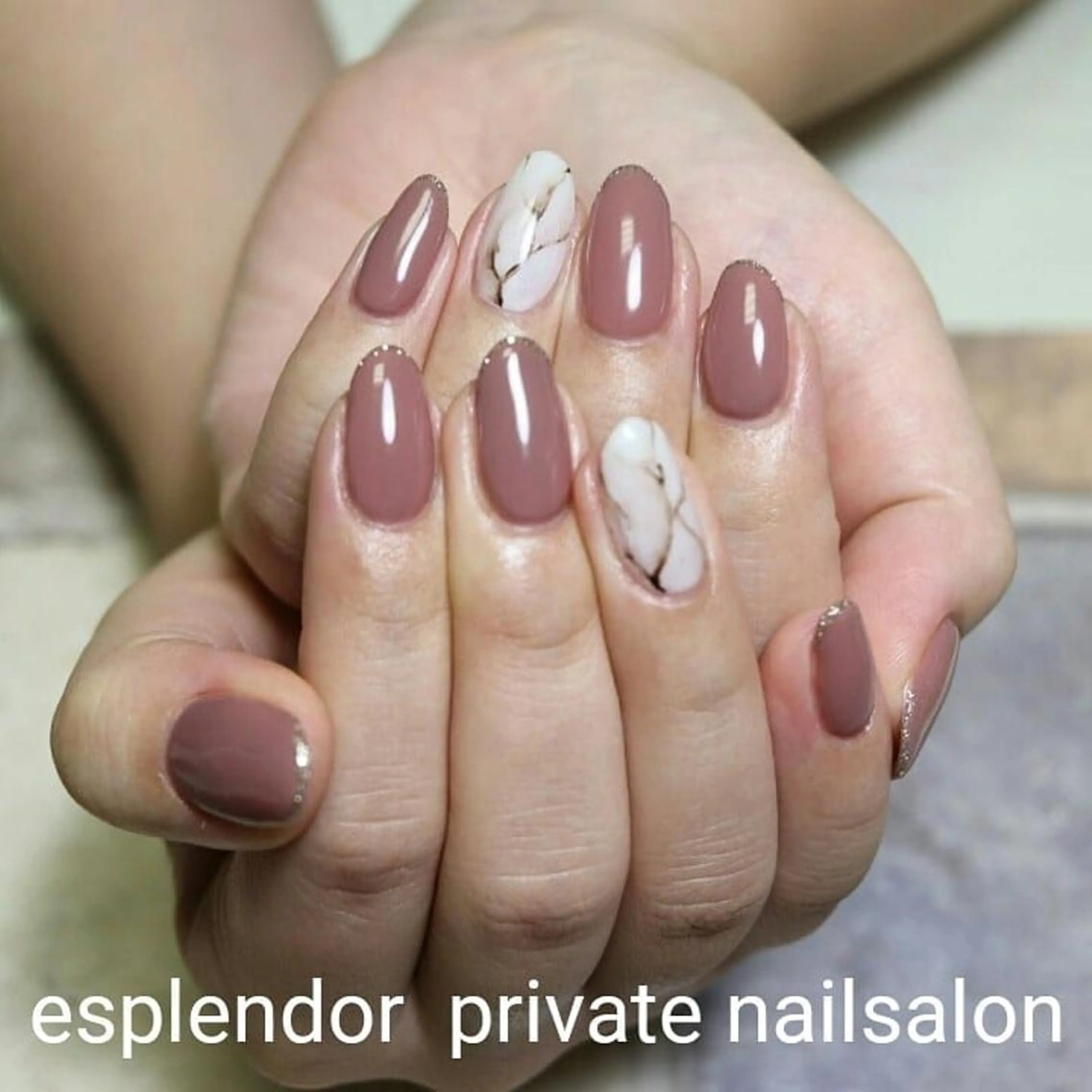 ネイル 大理石ネイル(マーブル) オフィスネイル ピンク esplendor  小野寺のネイルデザイン
