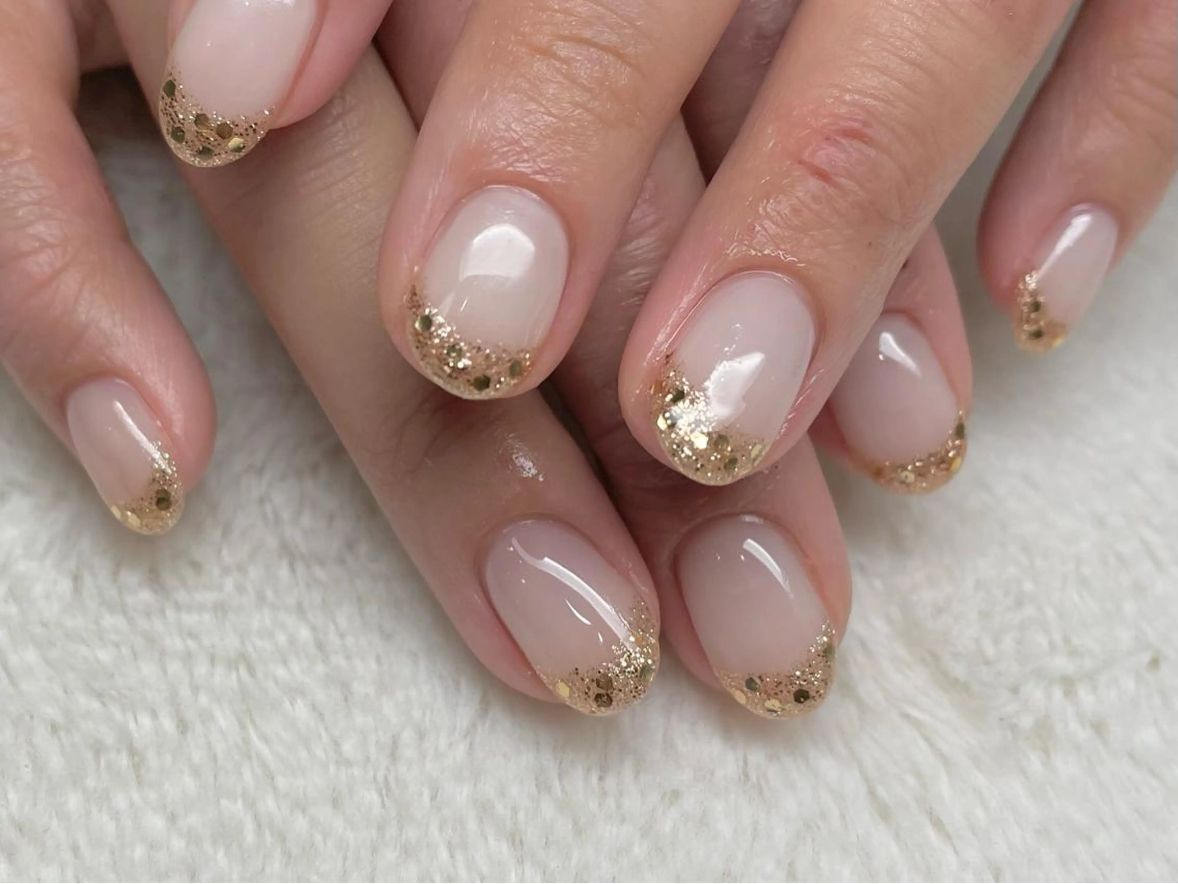 ネイル フレンチネイル ラメ(グリッター) riri nail所属・riri-nail Rie Endoのネイルデザイン