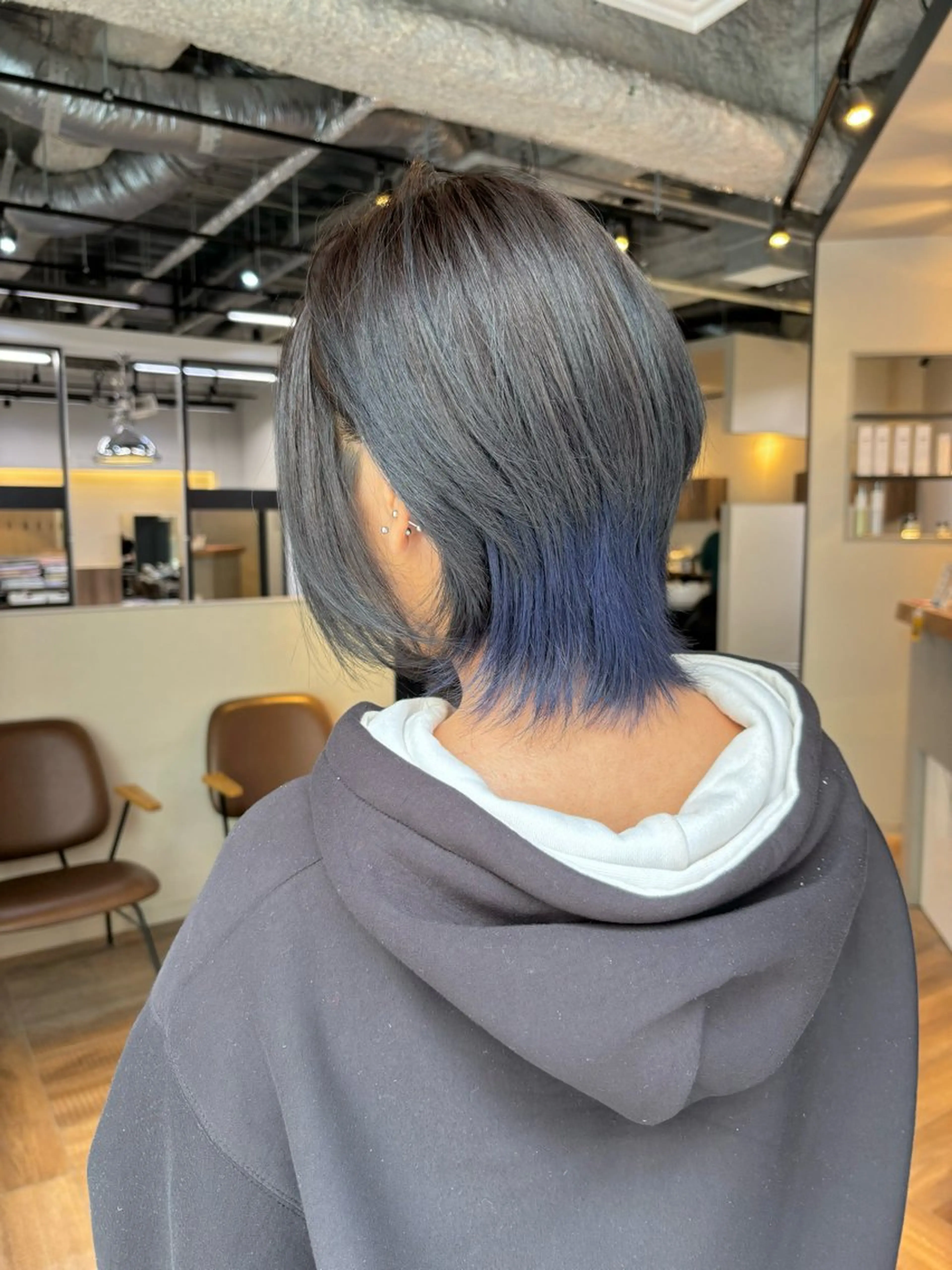 ショート カラー ネイビーカラー ウルフカット カット ヘアカラー トリートメント レイヤー/大人メンズ パーマ🌀 平島拓也のヘアスタイル