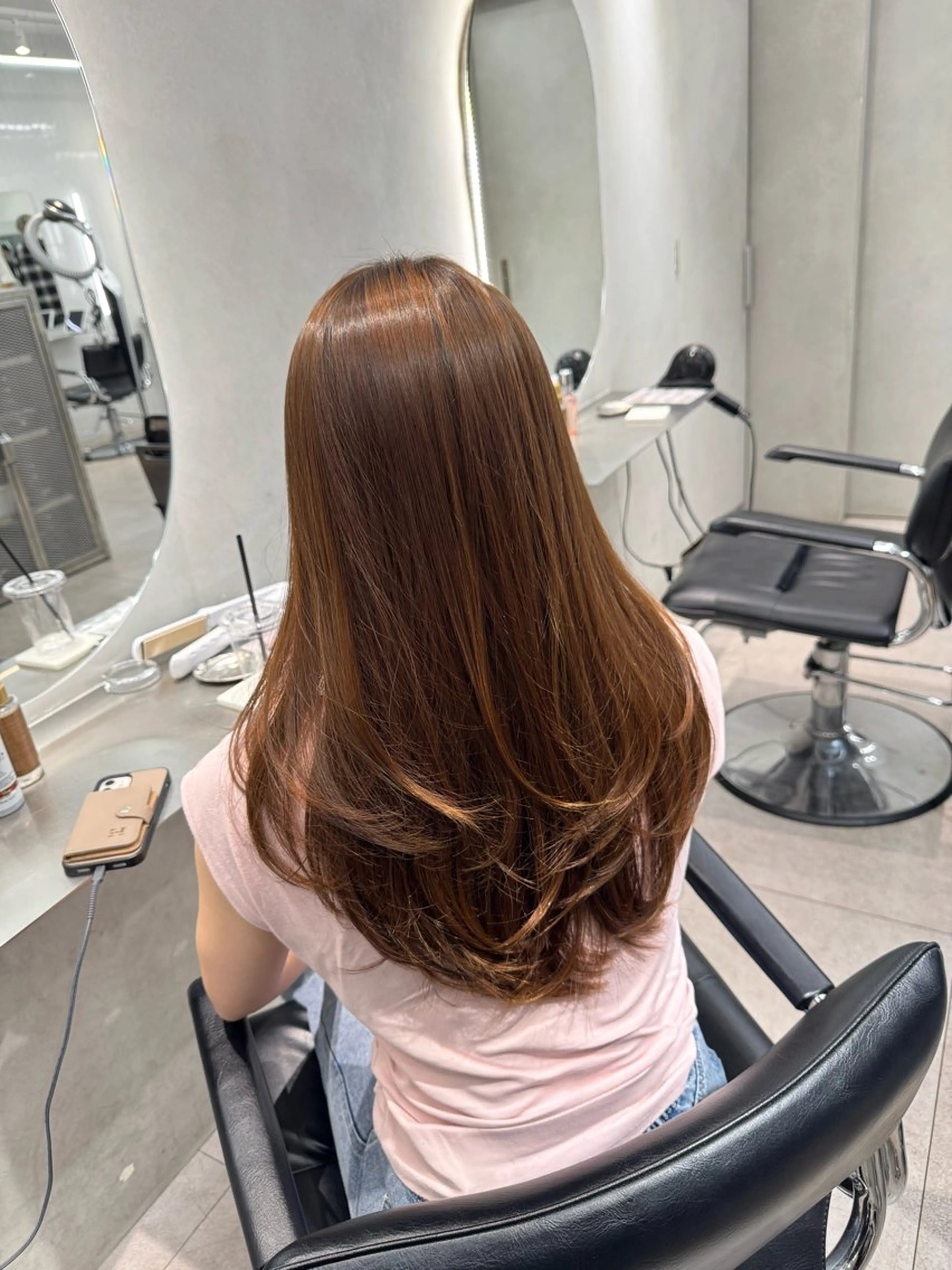 セミロング ヘアカラー 縮毛矯正 トリートメント 🫧ミルクティー ブリーチRIKU🫧のヘアスタイル