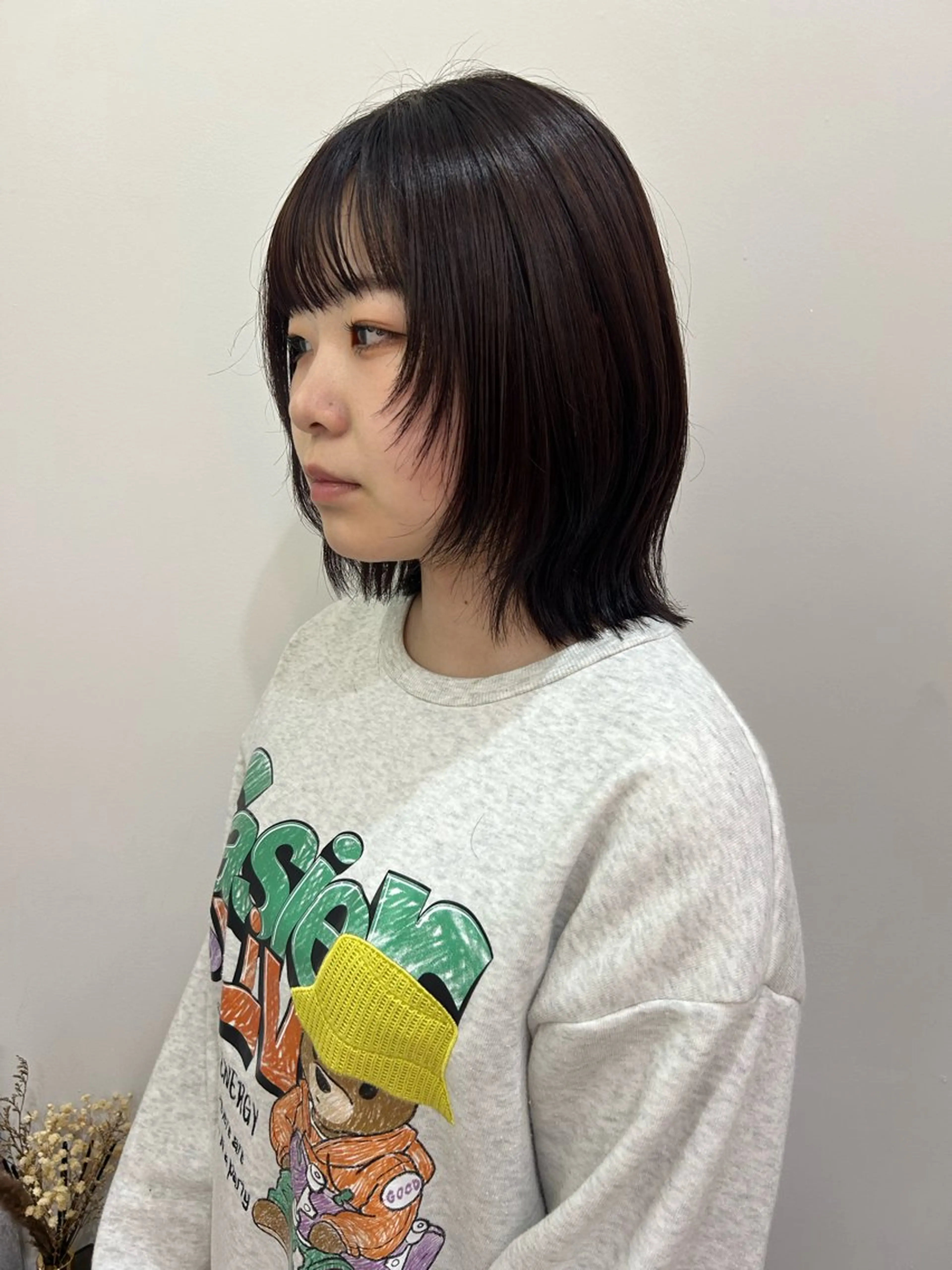 ミディアム カラー ボブ 顔まわりレイヤー 顔周りカット レイヤーカット カット ヘアカラー 髪質改善/レイヤー/ お顔まわり/Ami.のヘアスタイル