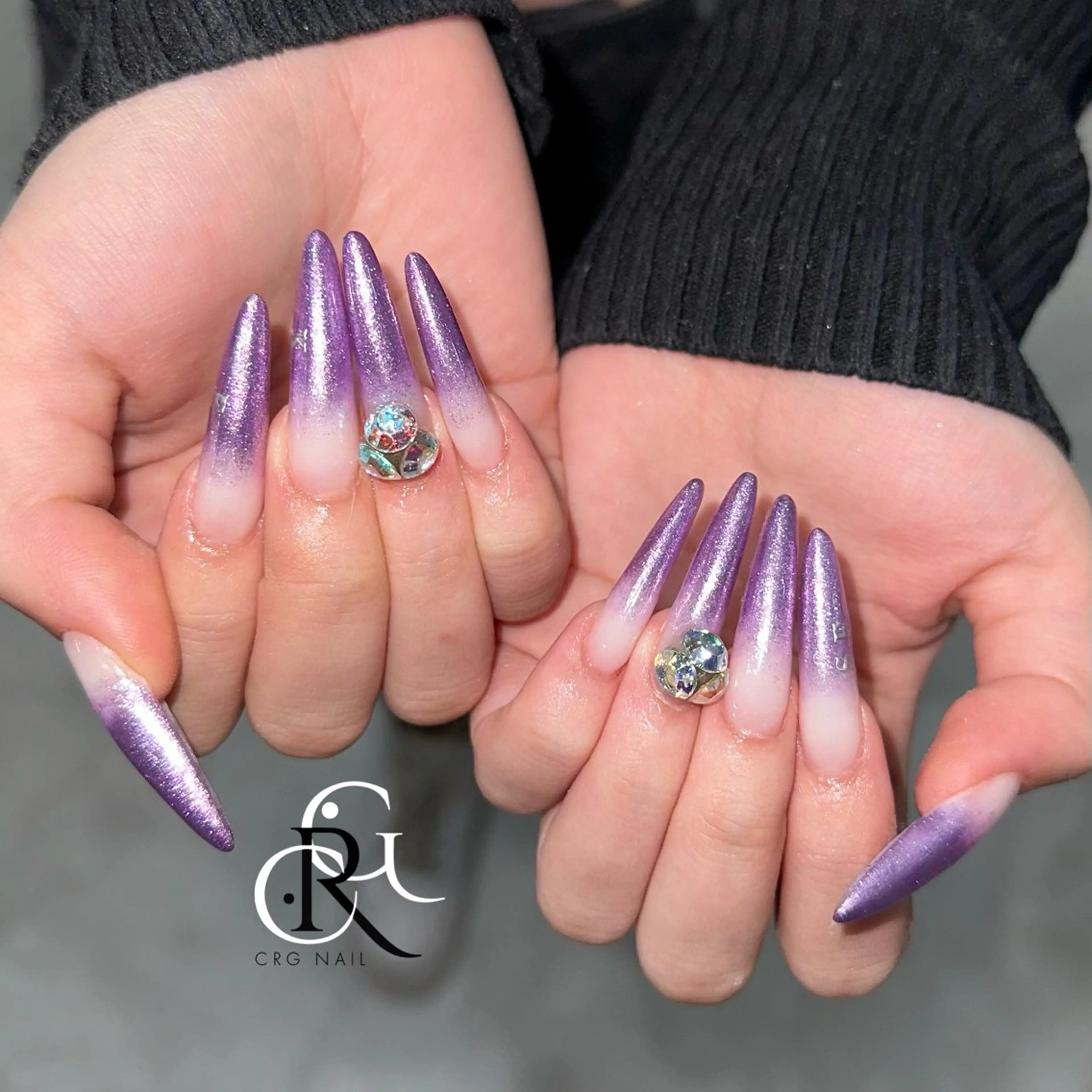 ネイル ラメ(グリッター) パープル ハンドネイル CRGNAIL TOKOのネイルデザイン