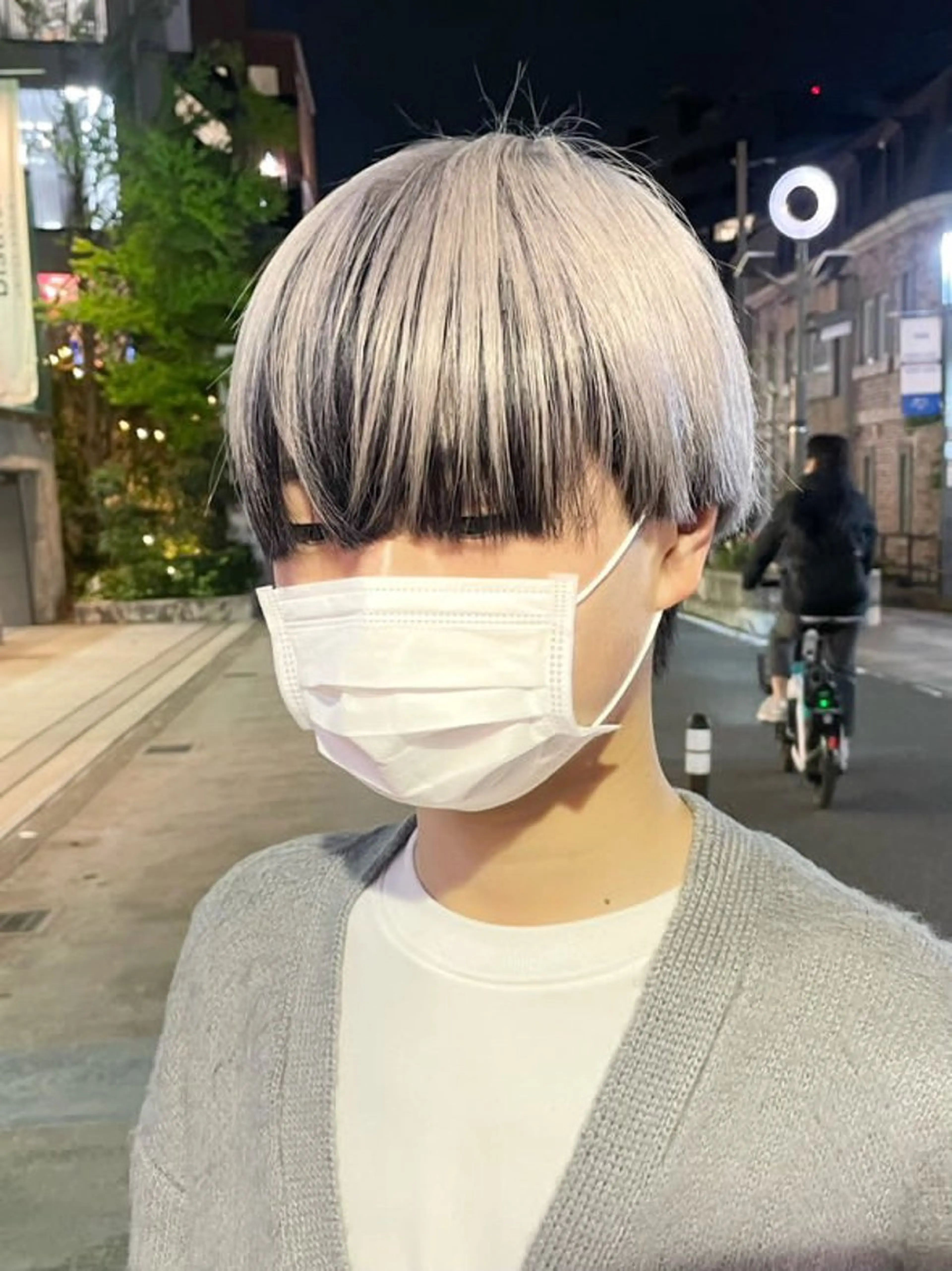 メンズ ヘアカラー メンズ毛流れパーマ ブリーチSHIONのヘアスタイル