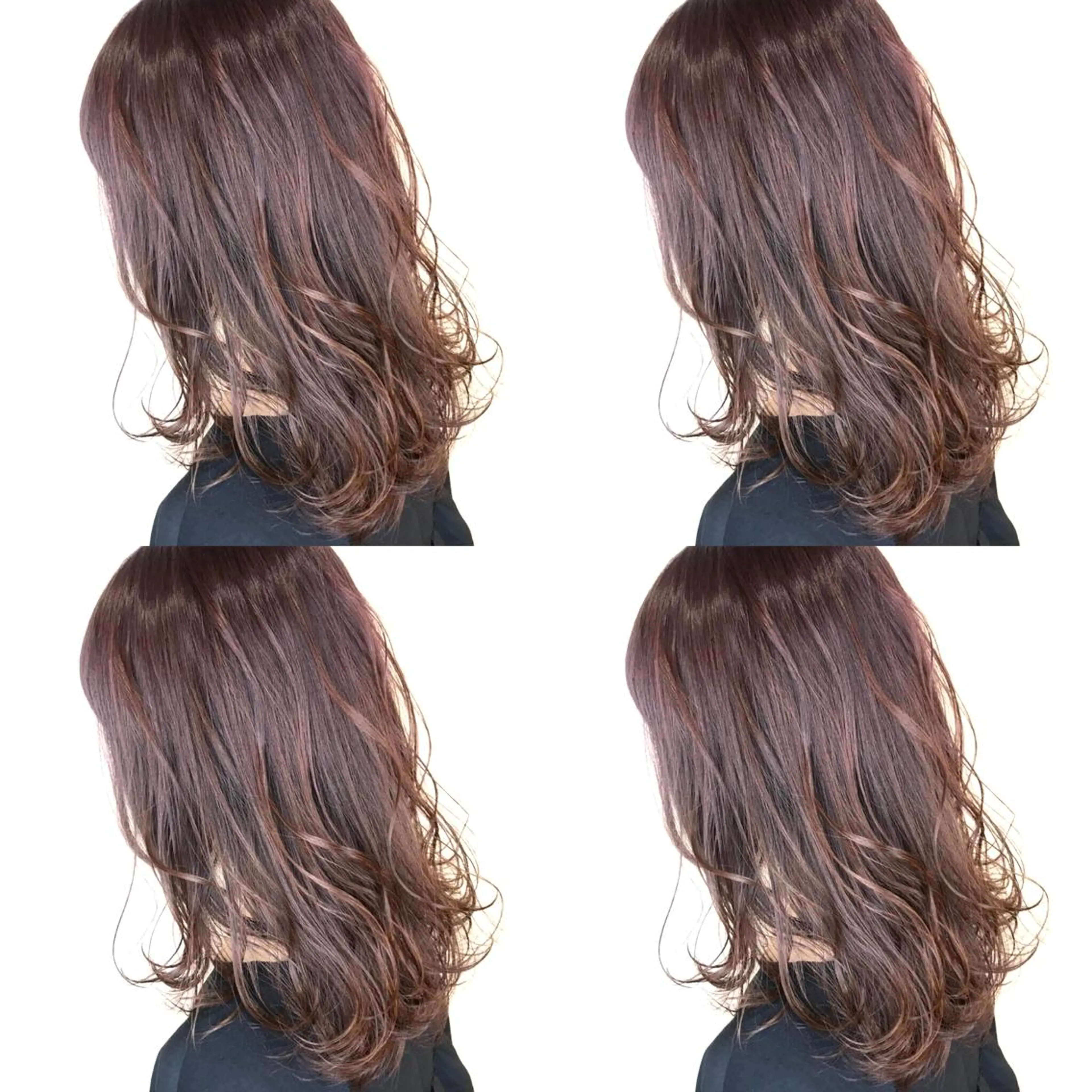 セミロング カラー アッシュ ラベンダーカラー ラベンダーアッシュ 韓国レイヤーカット/ ダブルカラーのヘアスタイル