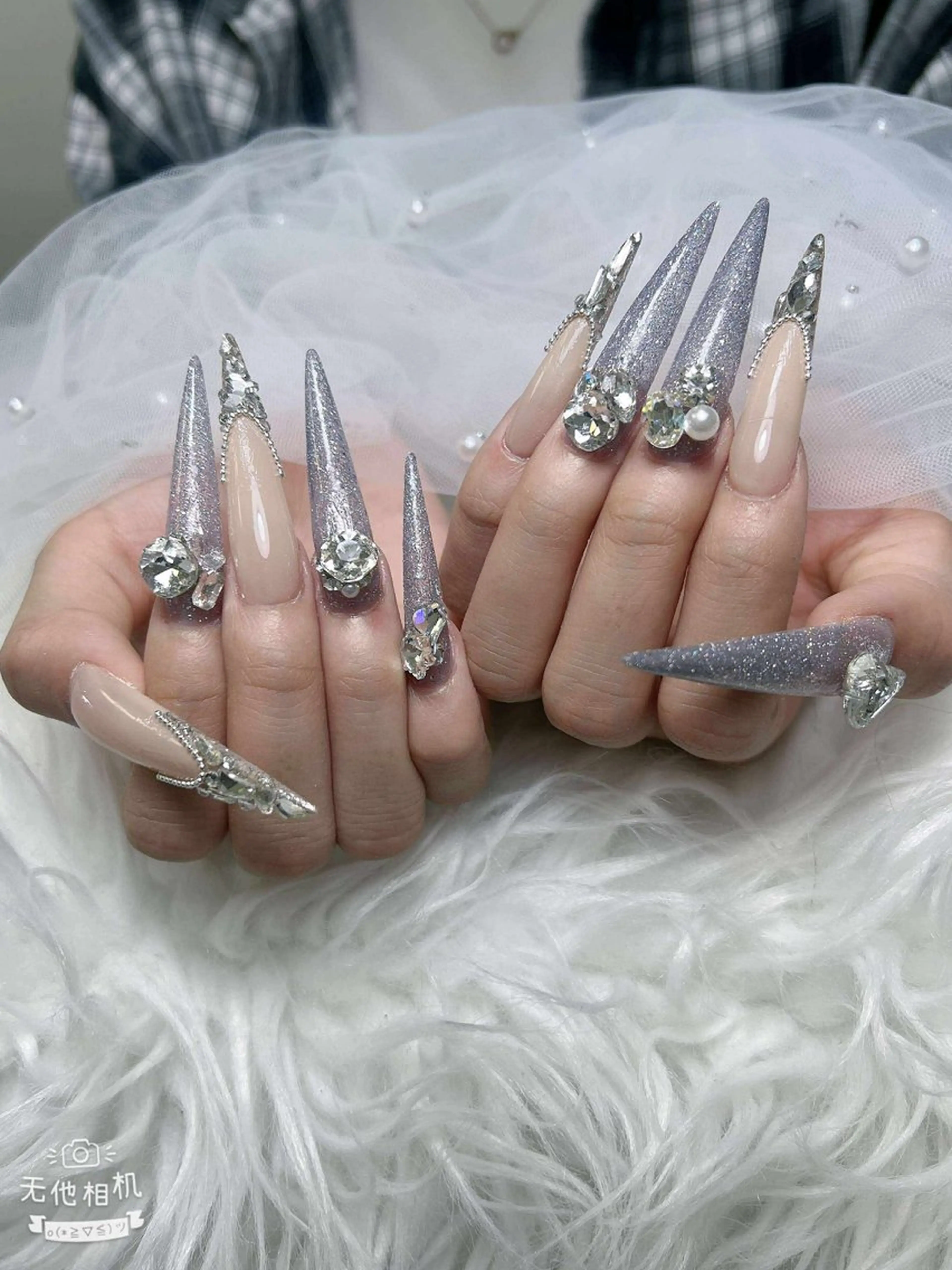 ネイル キラキラネイル スカルプネイル ハンドネイル MoMoA Nail ネイル長さ出し専門店のネイルデザイン