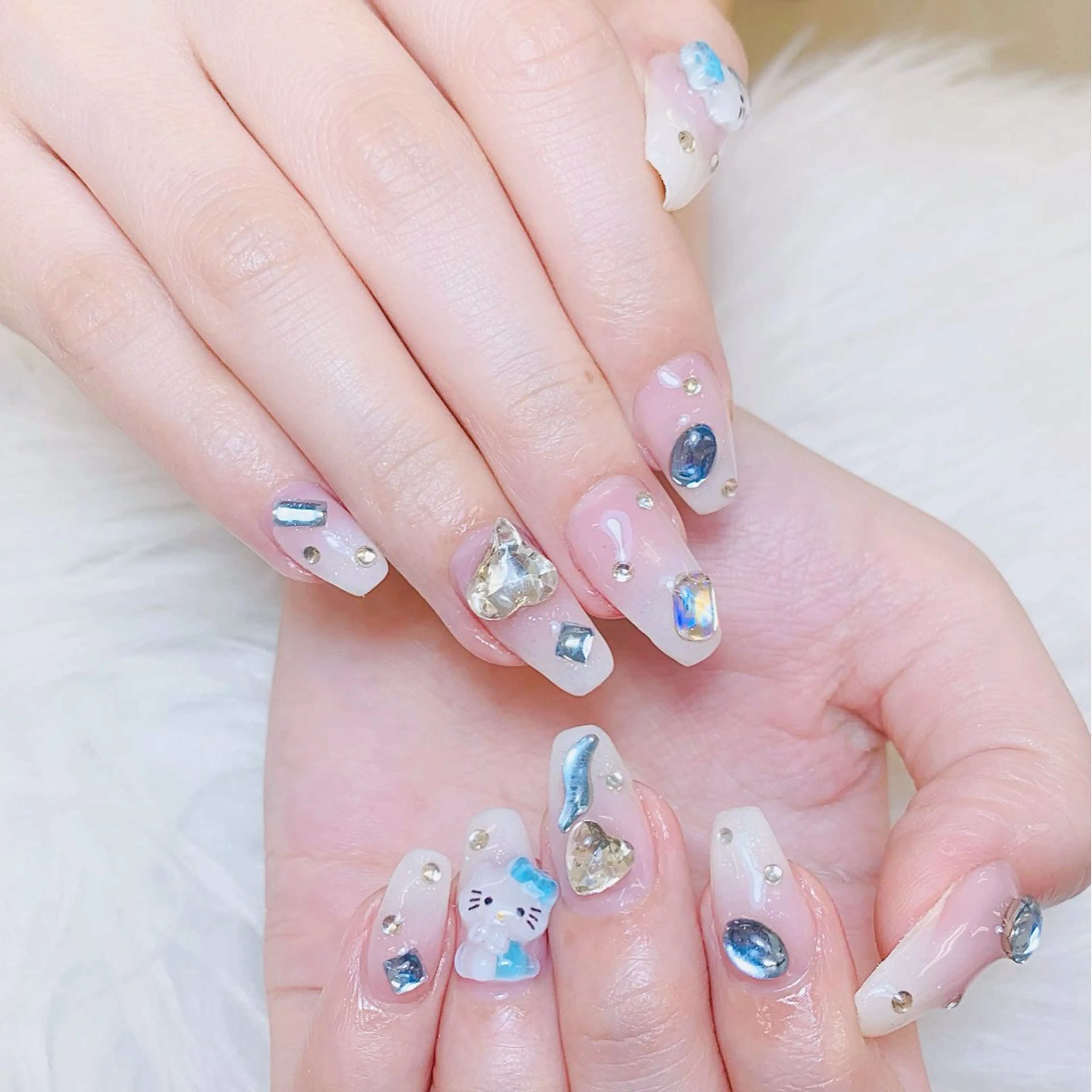 ネイル チークネイル 長さ出し フラッシュネイル フレンチネイル グラデーション ハンドネイル AN NAIL SALONのネイルデザイン