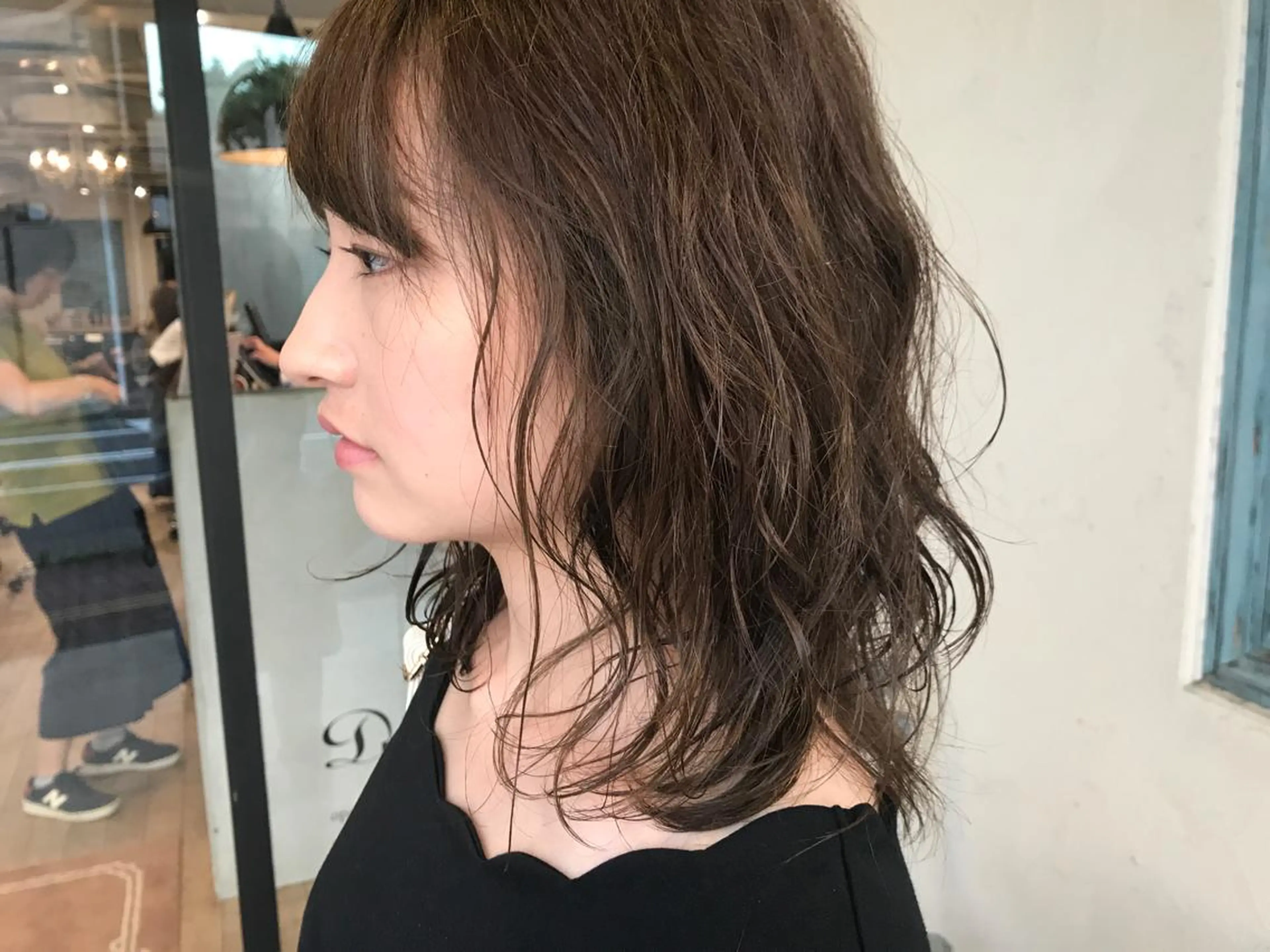 セミロング カラー パーマ セミロングパーマ オリーブ透明感カラー 表参道/MIKUのヘアスタイル