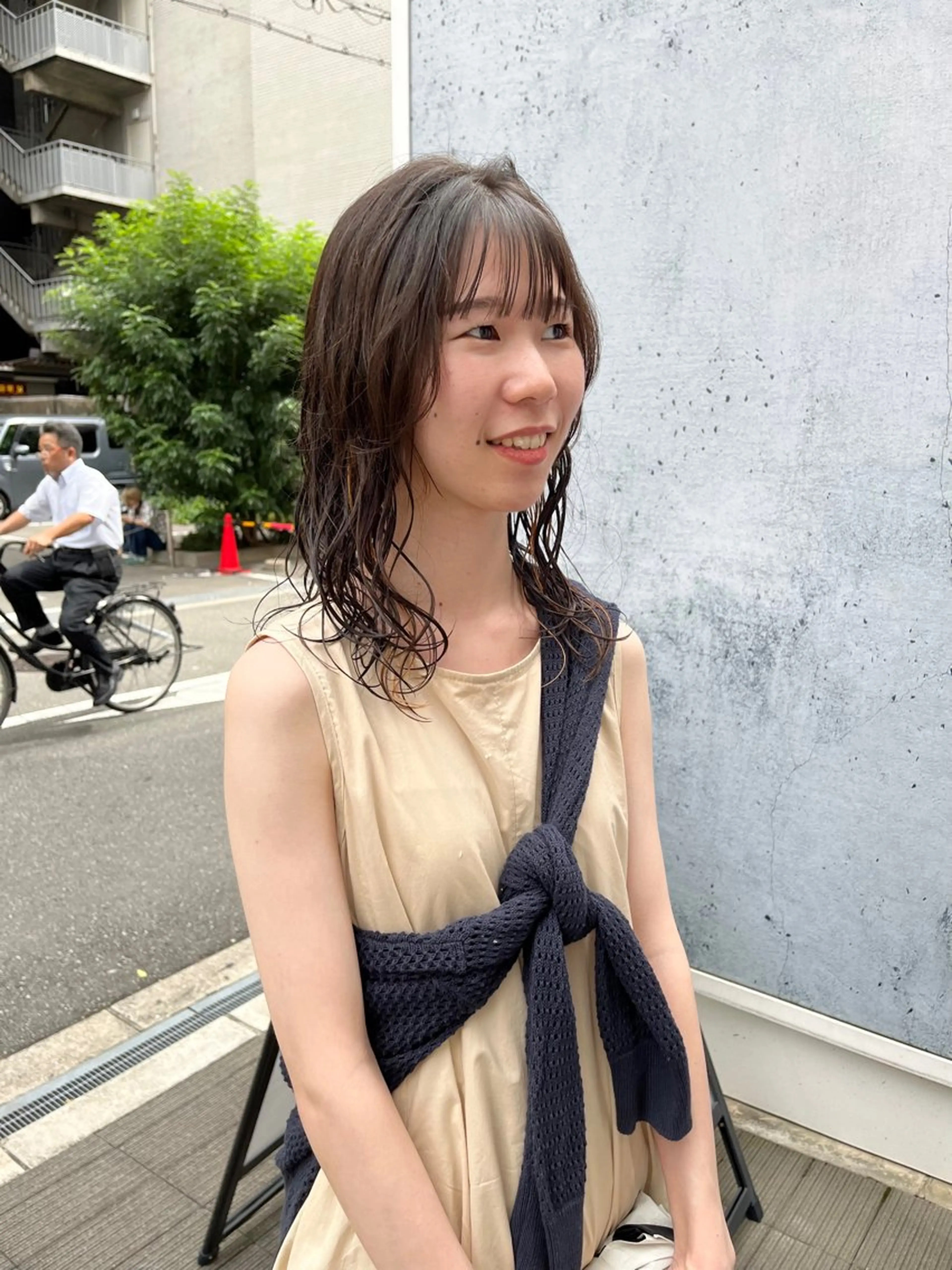 セミロング カラー パーマ セミロングパーマ ベージュカラー ブラウンカラー 透明感カラー イルミナカラー カット ヘアカラー パーマ ショート/パーマ/ カラー/FUKOのヘアスタイル