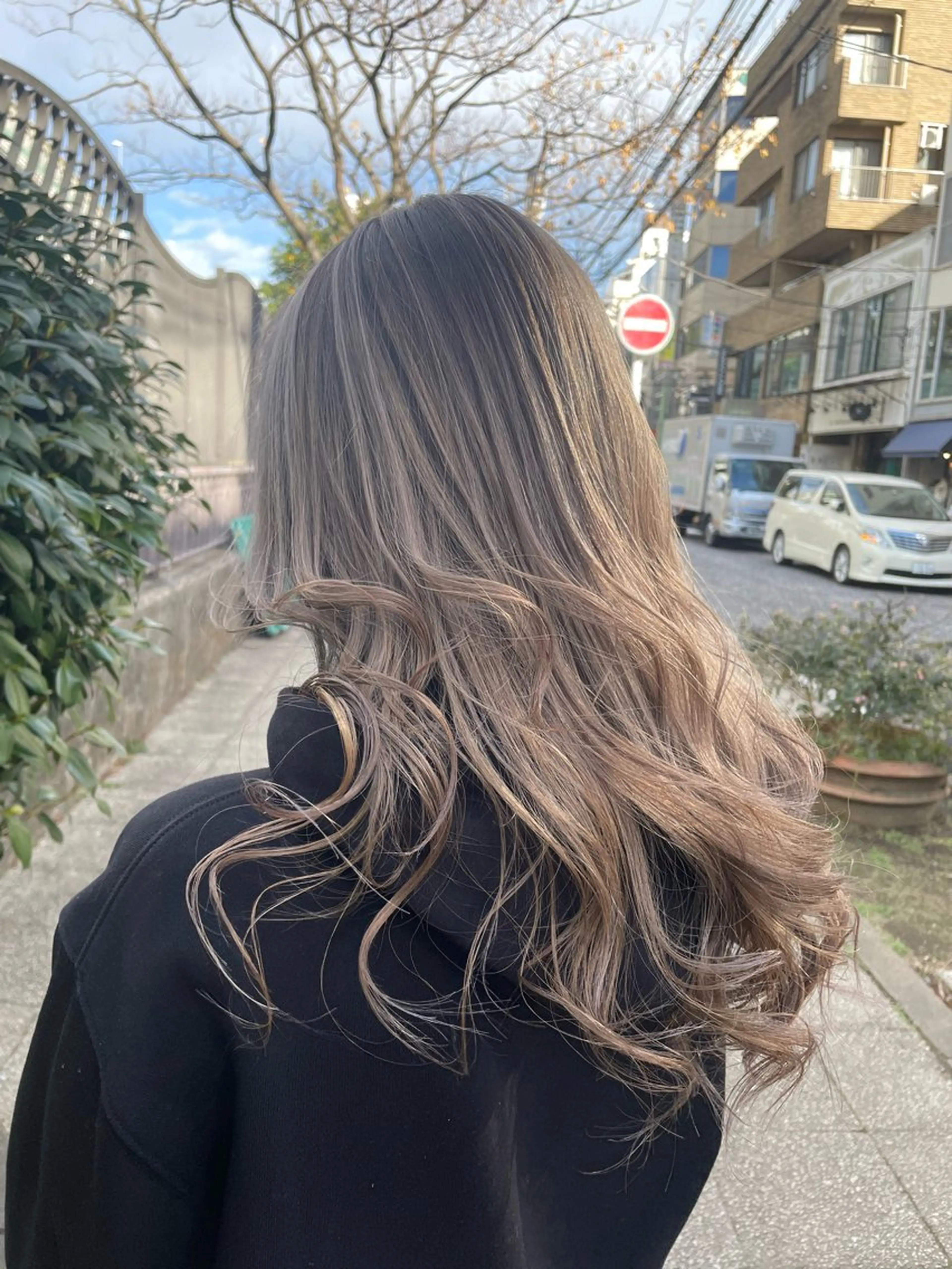 セミロング カラー バレイヤージュ ダブルカラー シルバー レイヤーカット トリートメント 👑派手髪/カット 👑ANRYのヘアスタイル