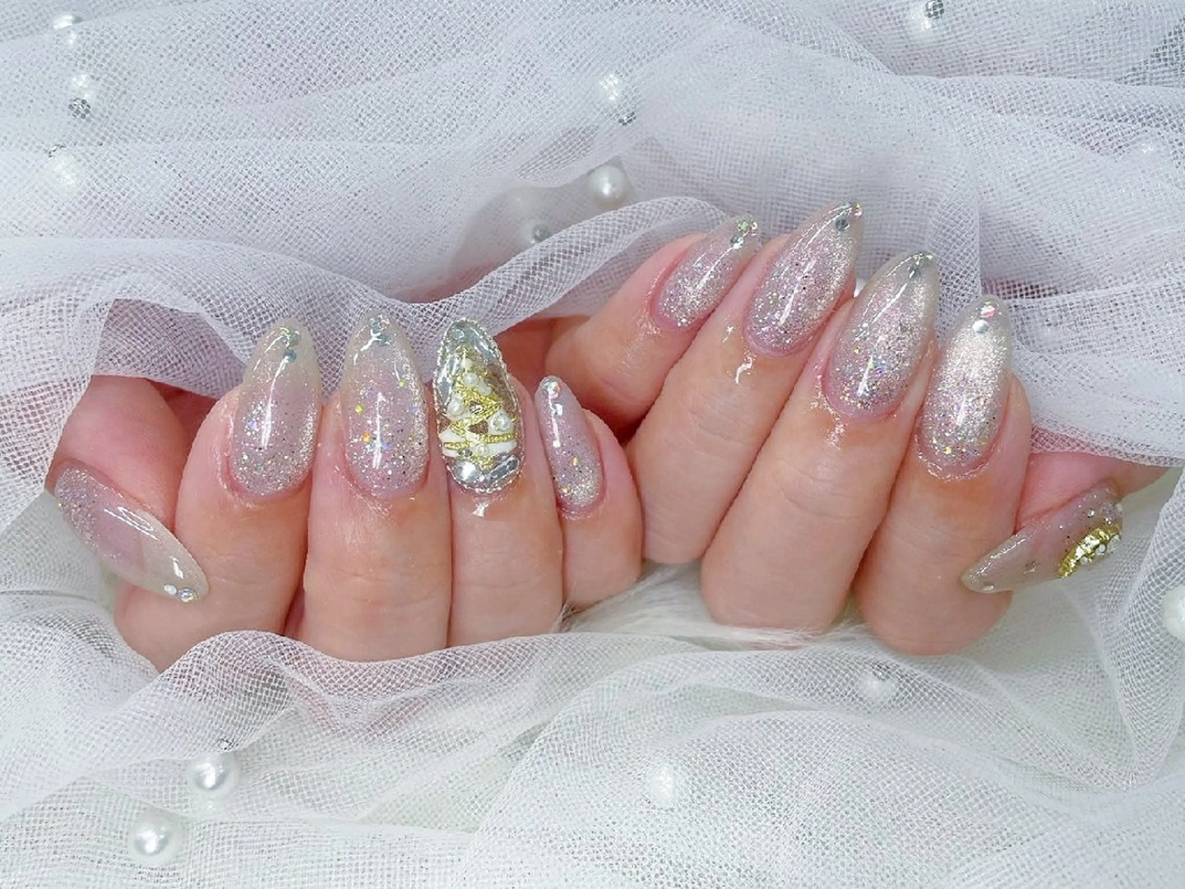 ネイル チークネイル 長さ出し フラッシュネイル フレンチネイル ジェルネイル Chouette Nailのネイルデザイン