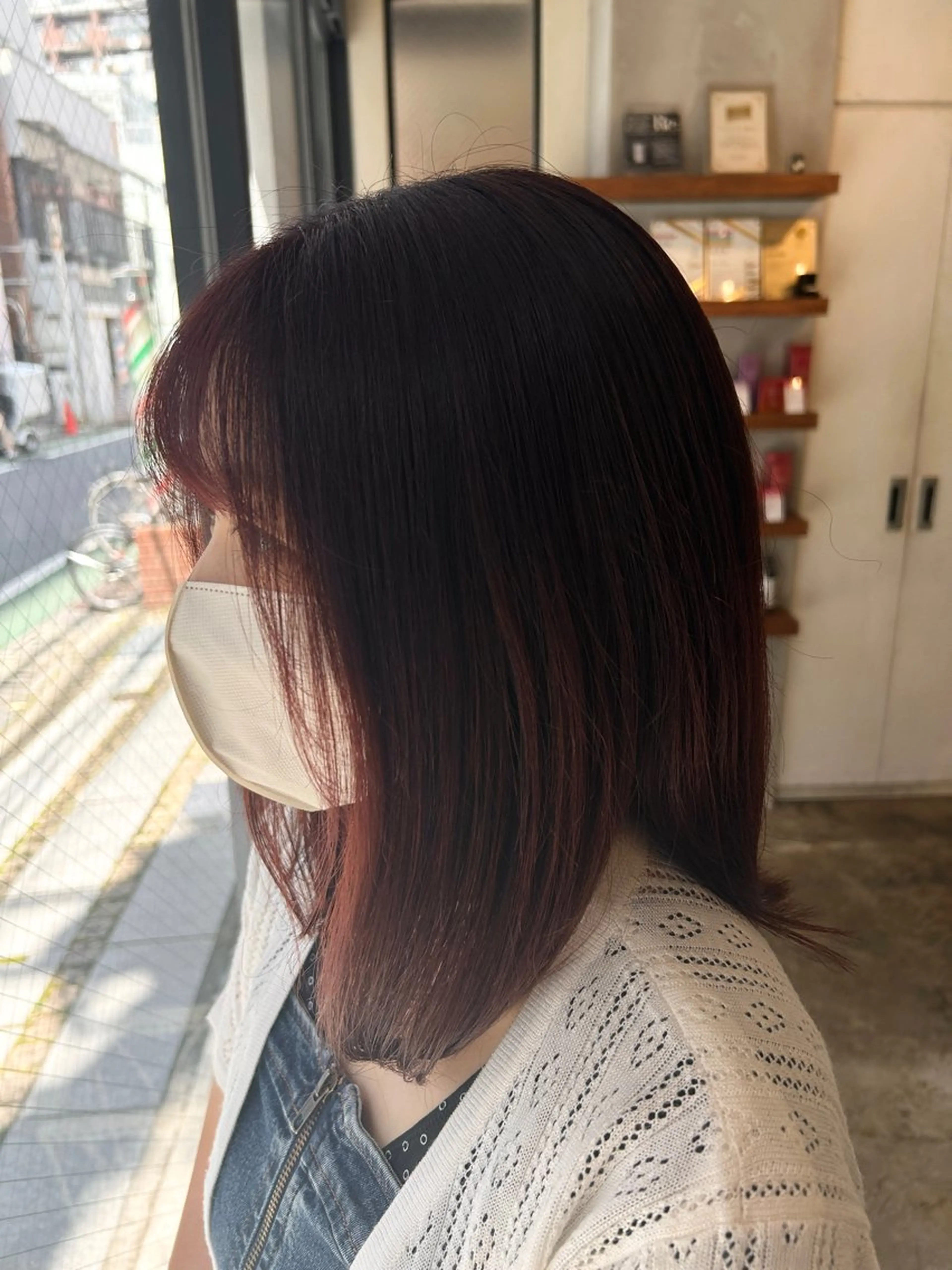 ミディアム カラー カシス レッドカラー ヘアカラー 小此木 環のヘアスタイル