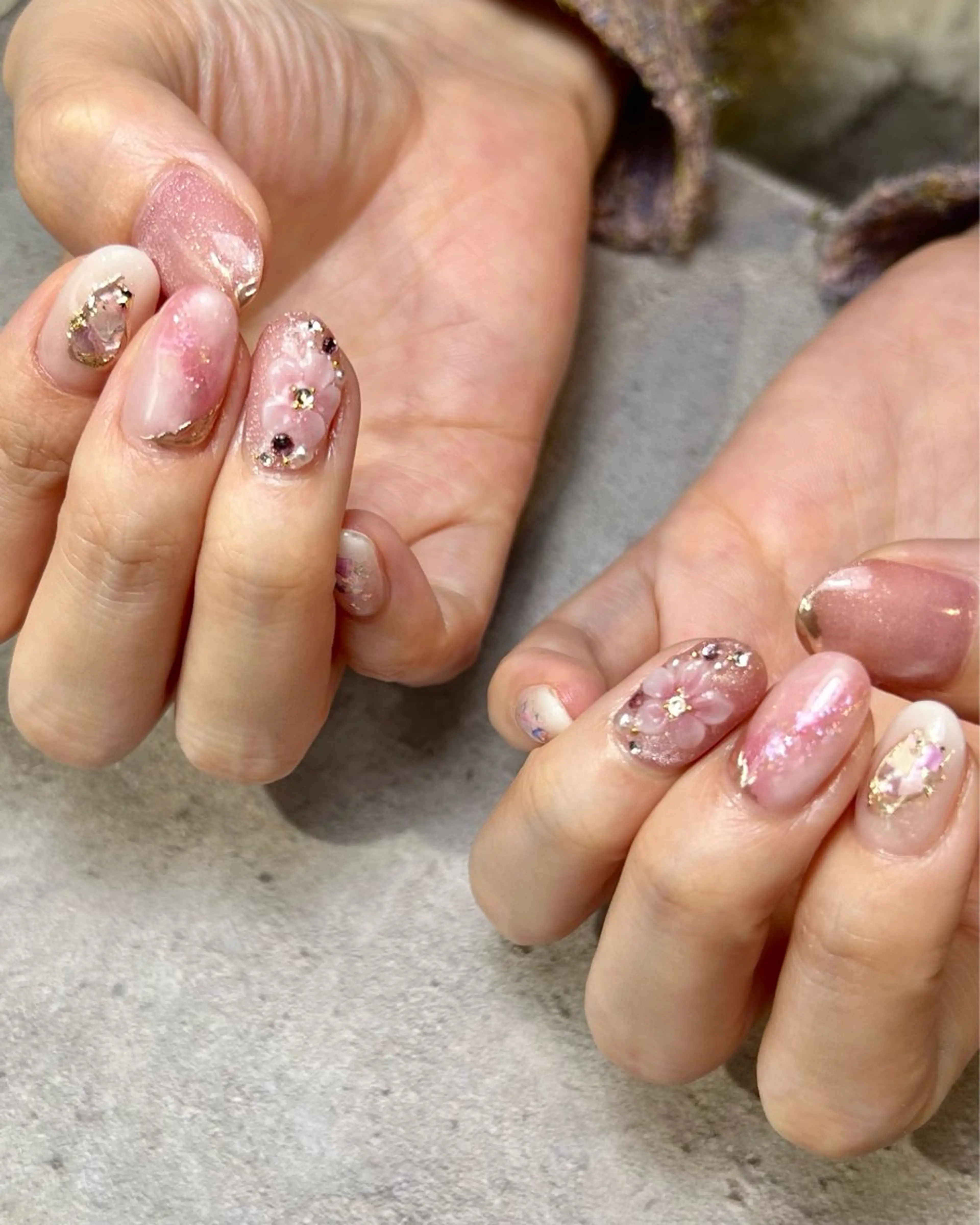 ネイル 持ち込み ピンク 春ネイル ハンドネイル Reflection marikoのネイルデザイン