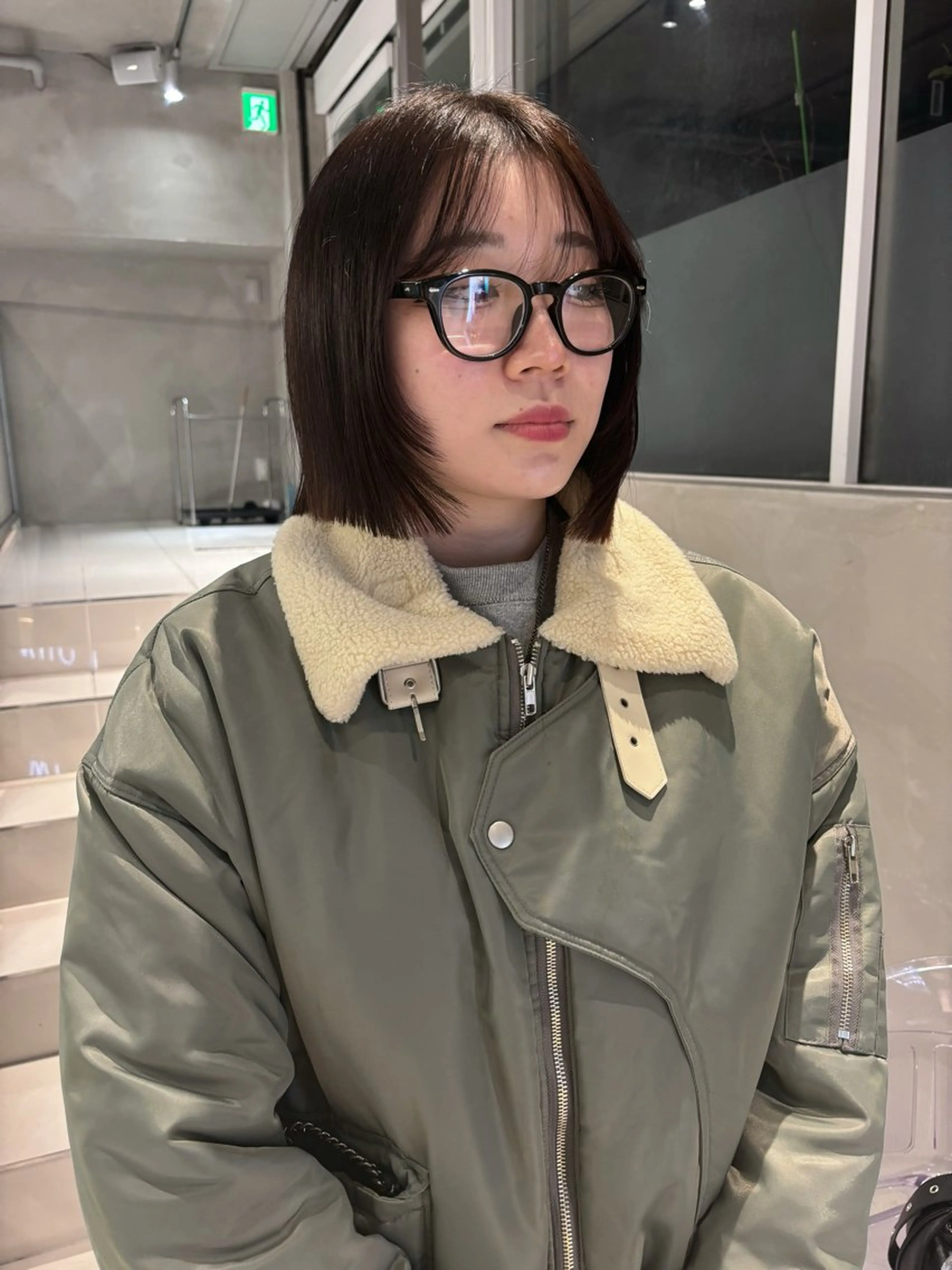 ミディアム ボブ 顔周りカット レイヤーカット 透明感カラー/set /hana🍀🪽‪のヘアスタイル