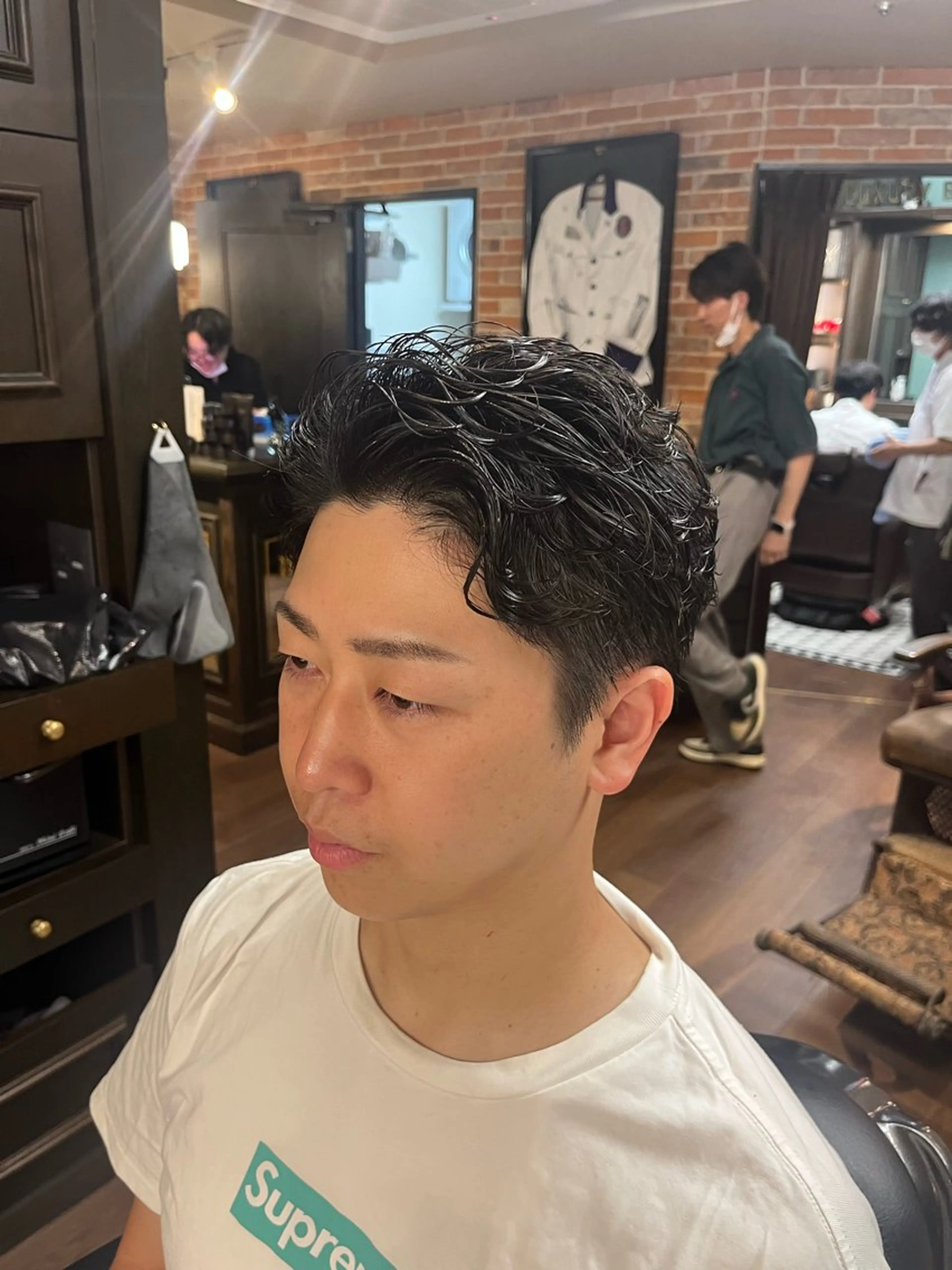 ミディアム メンズ ミディアムパーマ メンズパーマ 工藤 千織のヘアスタイル