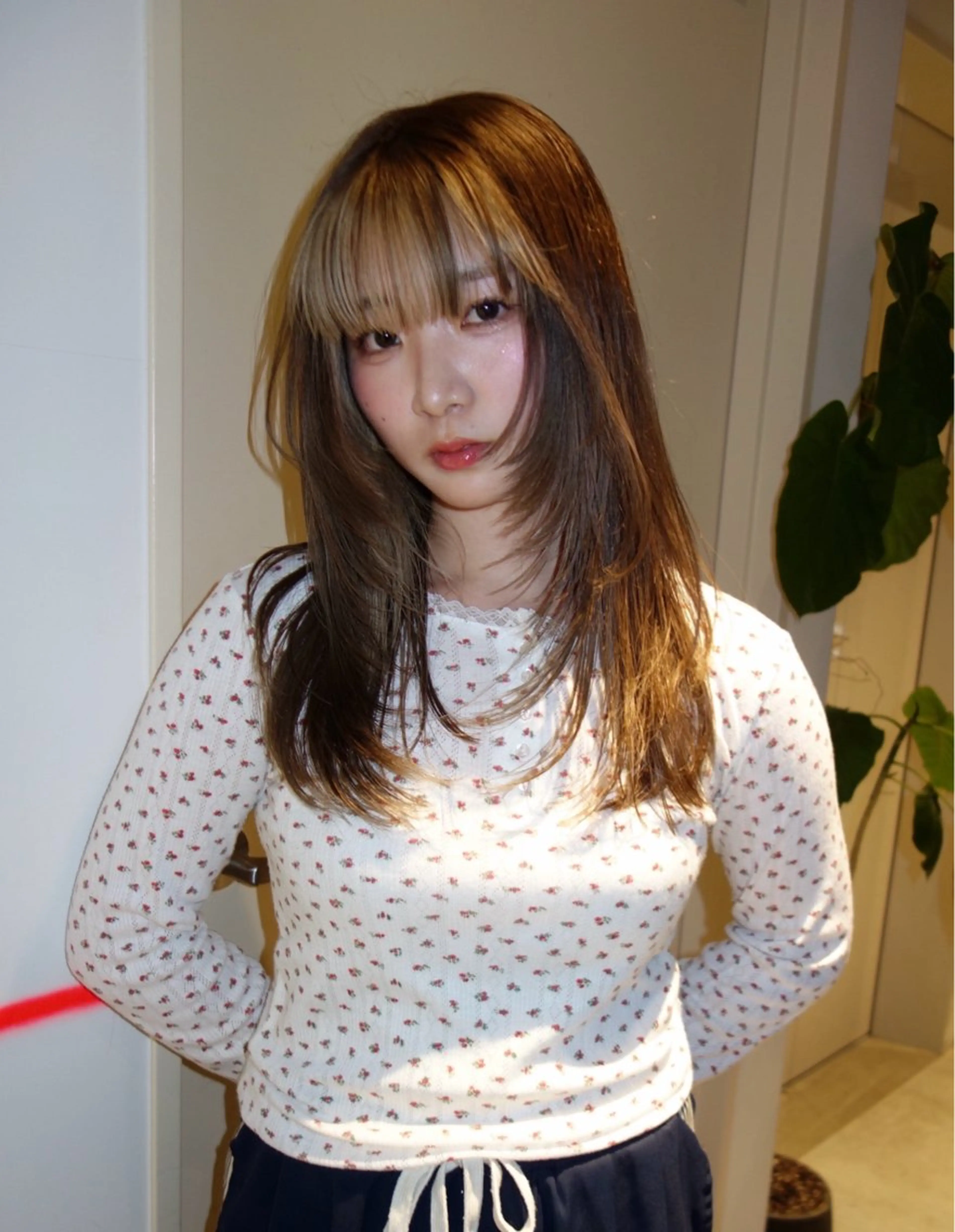 ロング レイヤーカット 小顔カット 及川 遥/レイヤー/ カットモデルのヘアスタイル