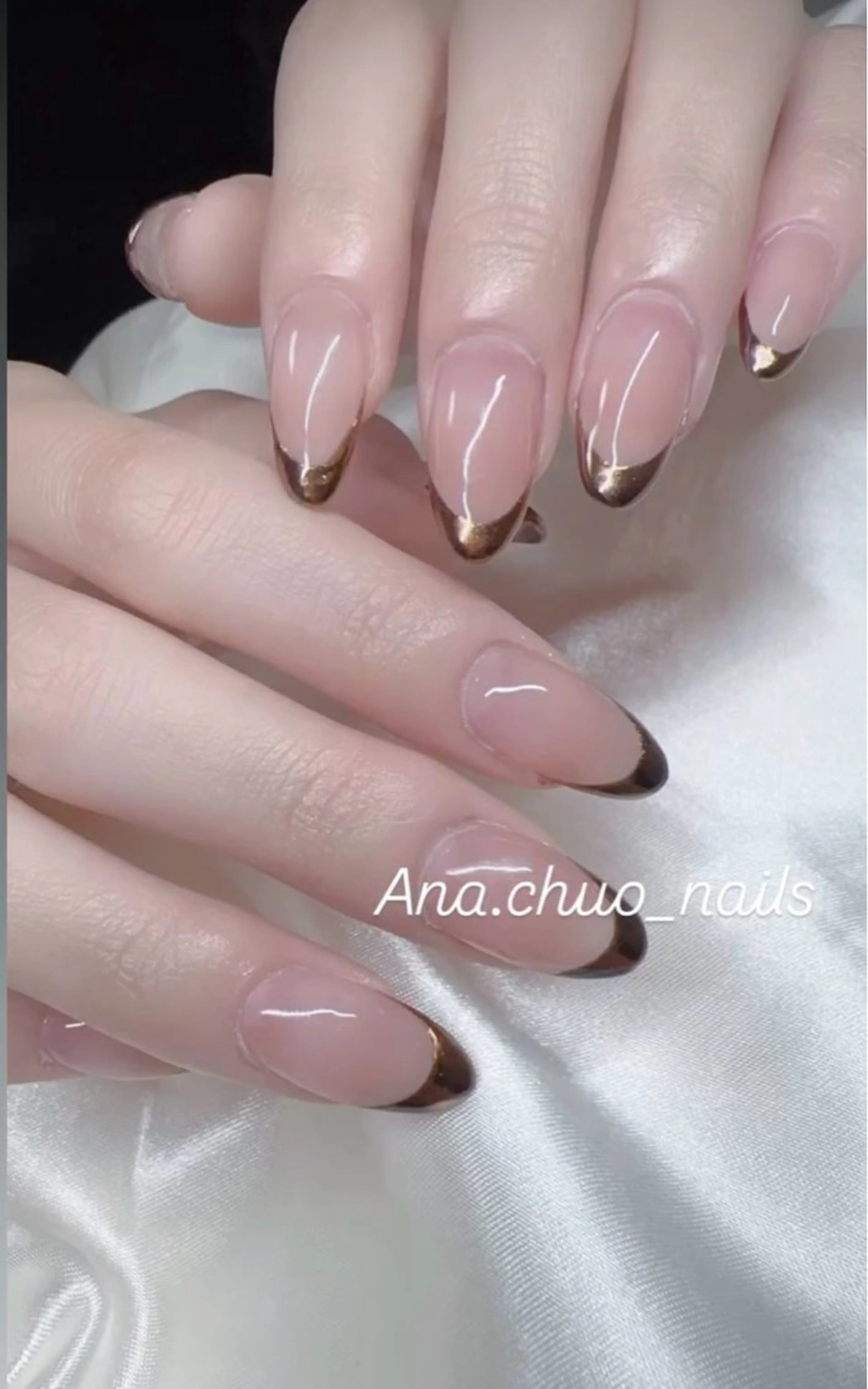 チップ長さ出し10本ミラー/ガラスフレンチネイル💅の写真