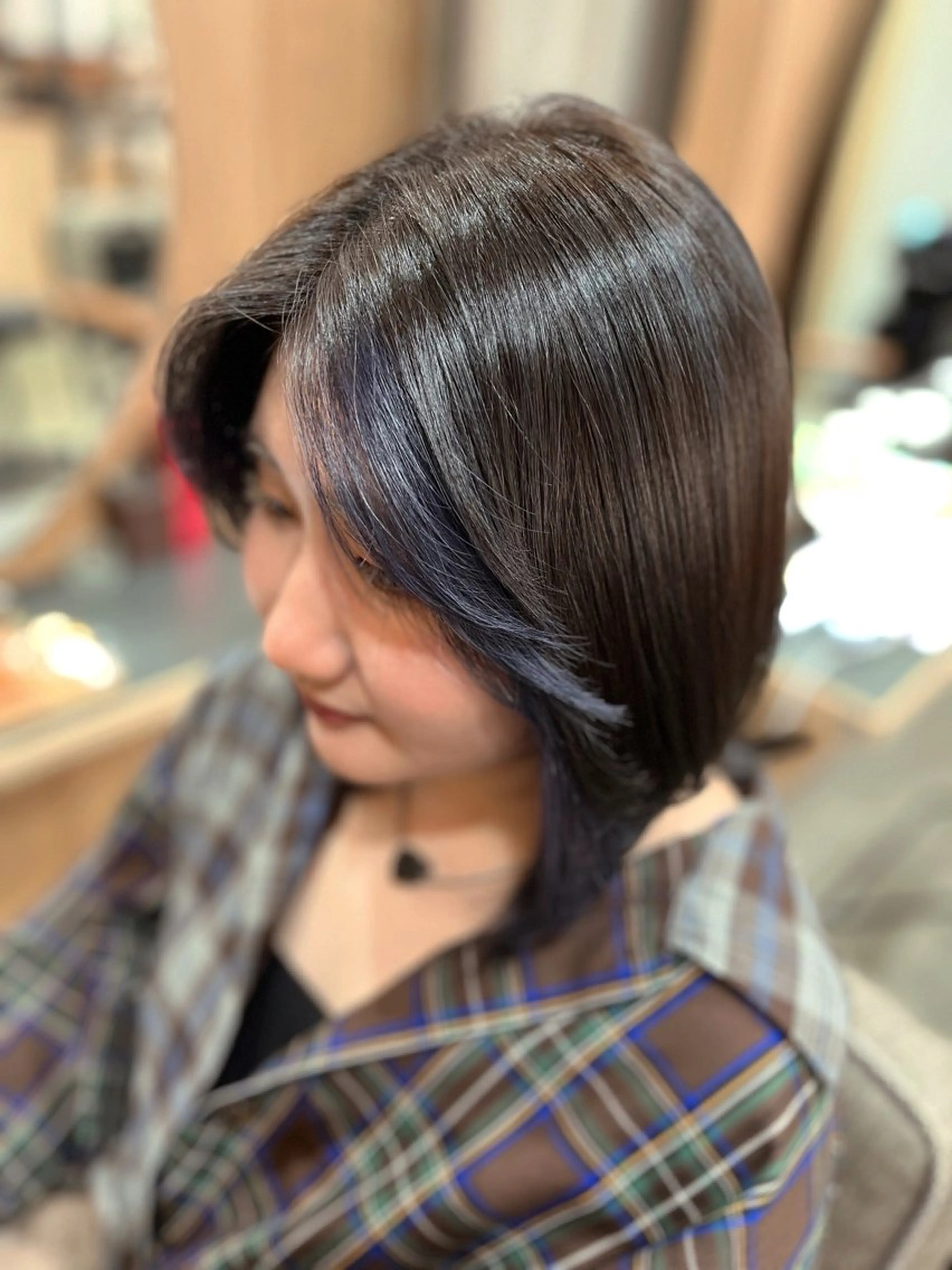 ミディアム カラー ミストバング ブルーカラー  フェイスフレーミング グレージュ ヘアカラー トリートメント 髪質改善/艶髪🫧 ｼｽﾞｸ🦥🌿のヘアスタイル