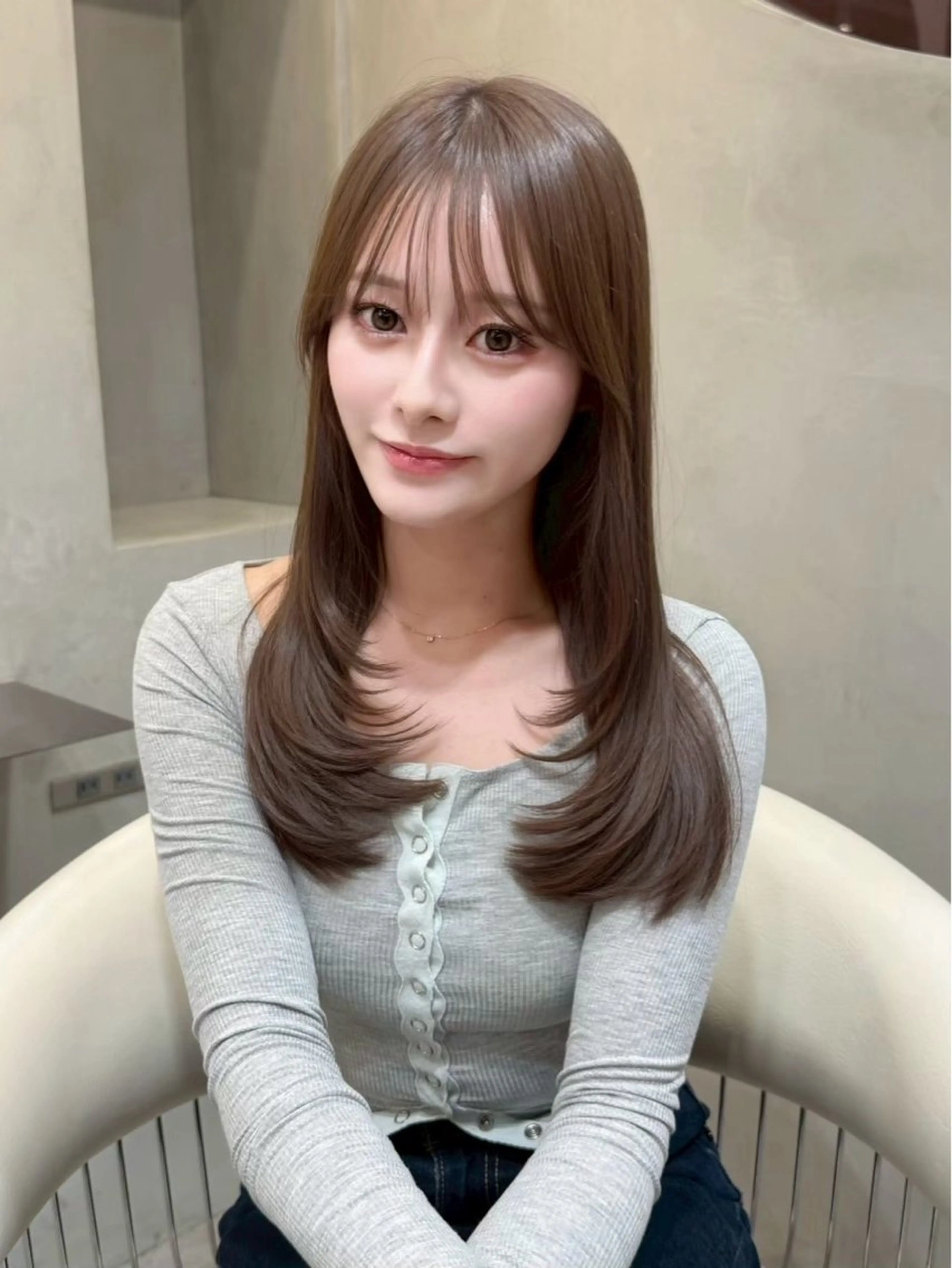 セミロング カラー ヘアアレンジ 美髪縮毛矯正/ 透明感カラー吉田光佑のヘアスタイル