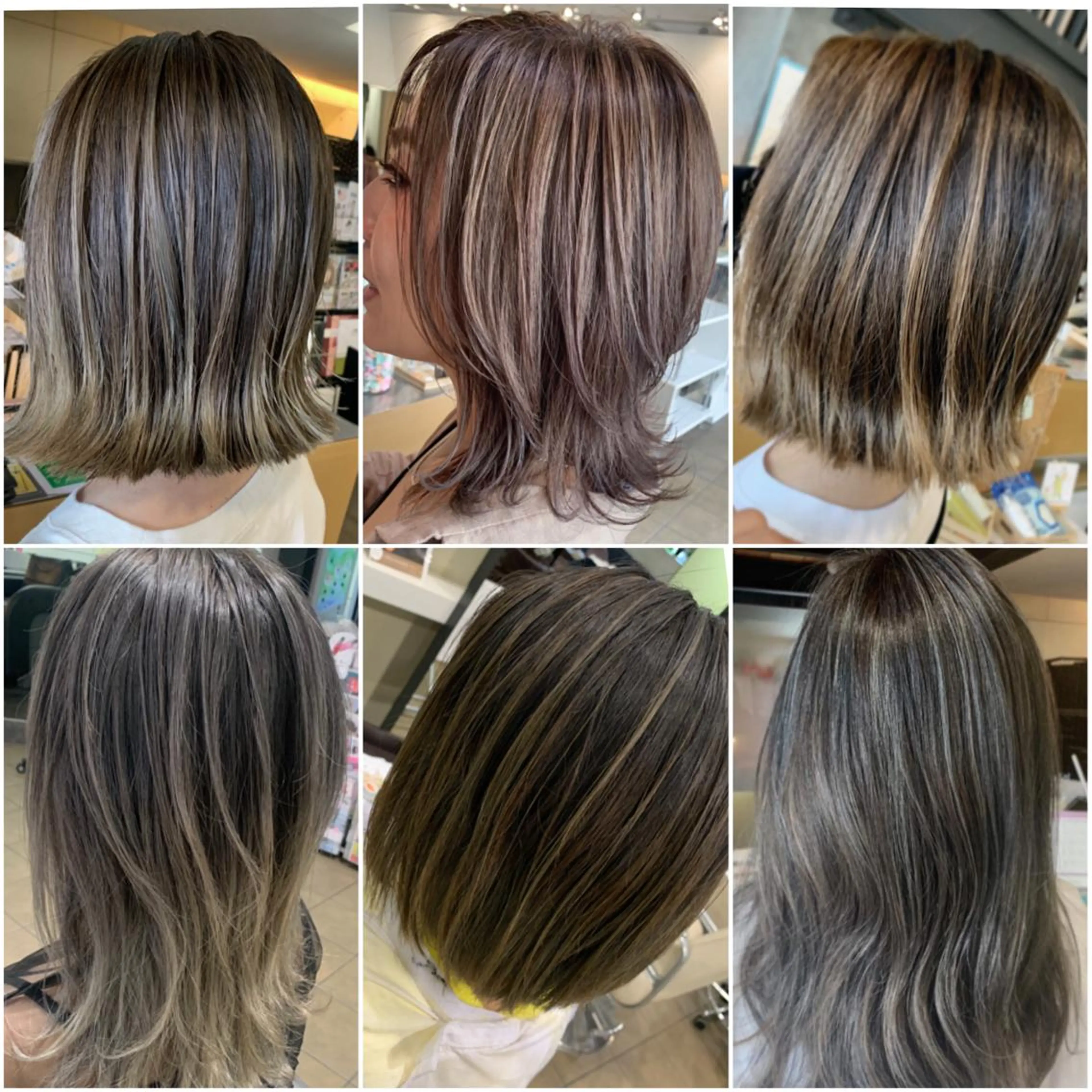 セミロング ハイライト ヘアカラー トリートメント 宮永 智香のヘアスタイル