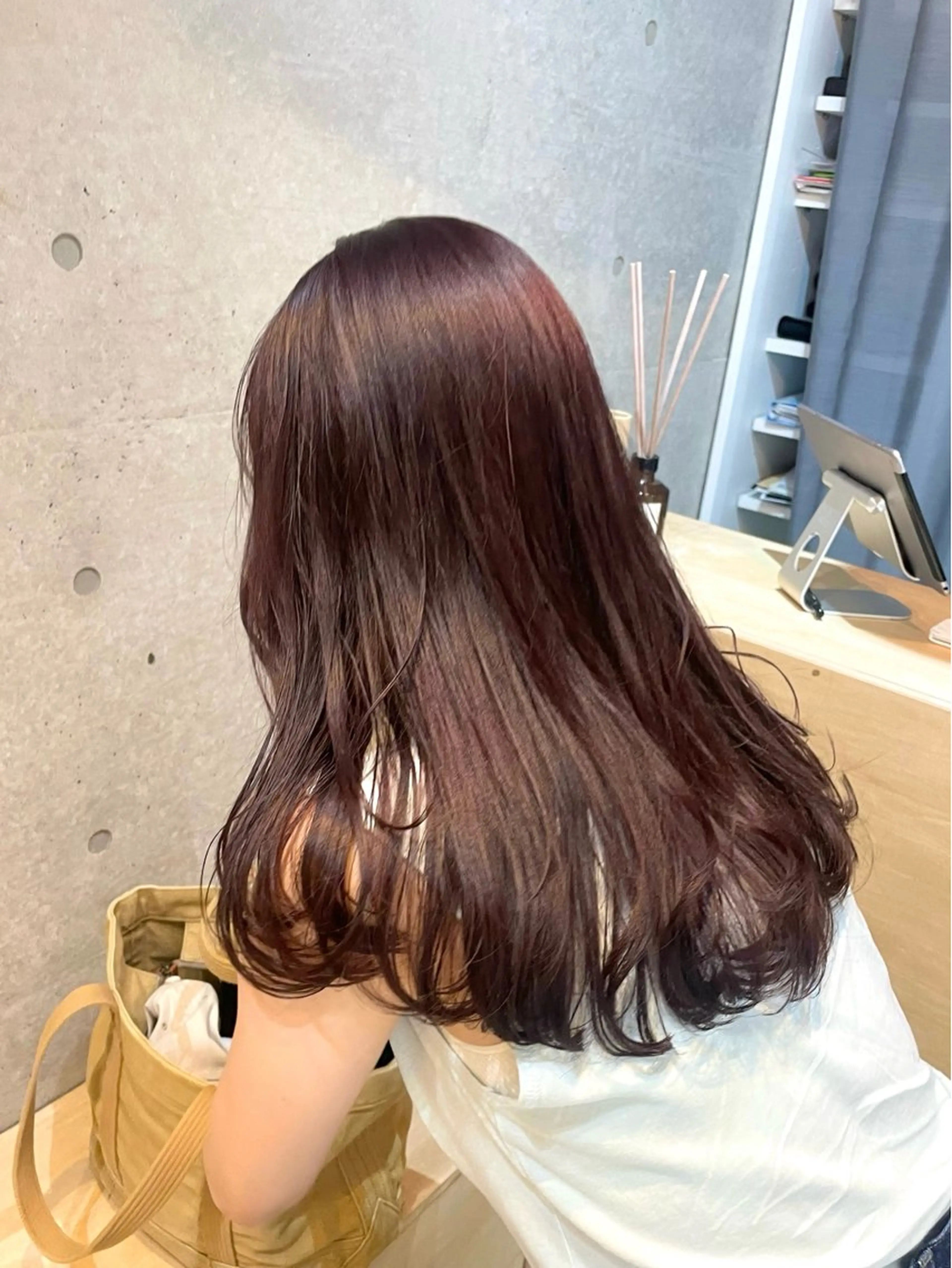 ロング カラー ブラウンカラー レッドカラー レッドブラウン カット ヘアカラー トリートメント 【表参道】Ruri デジタルパーマのヘアスタイル