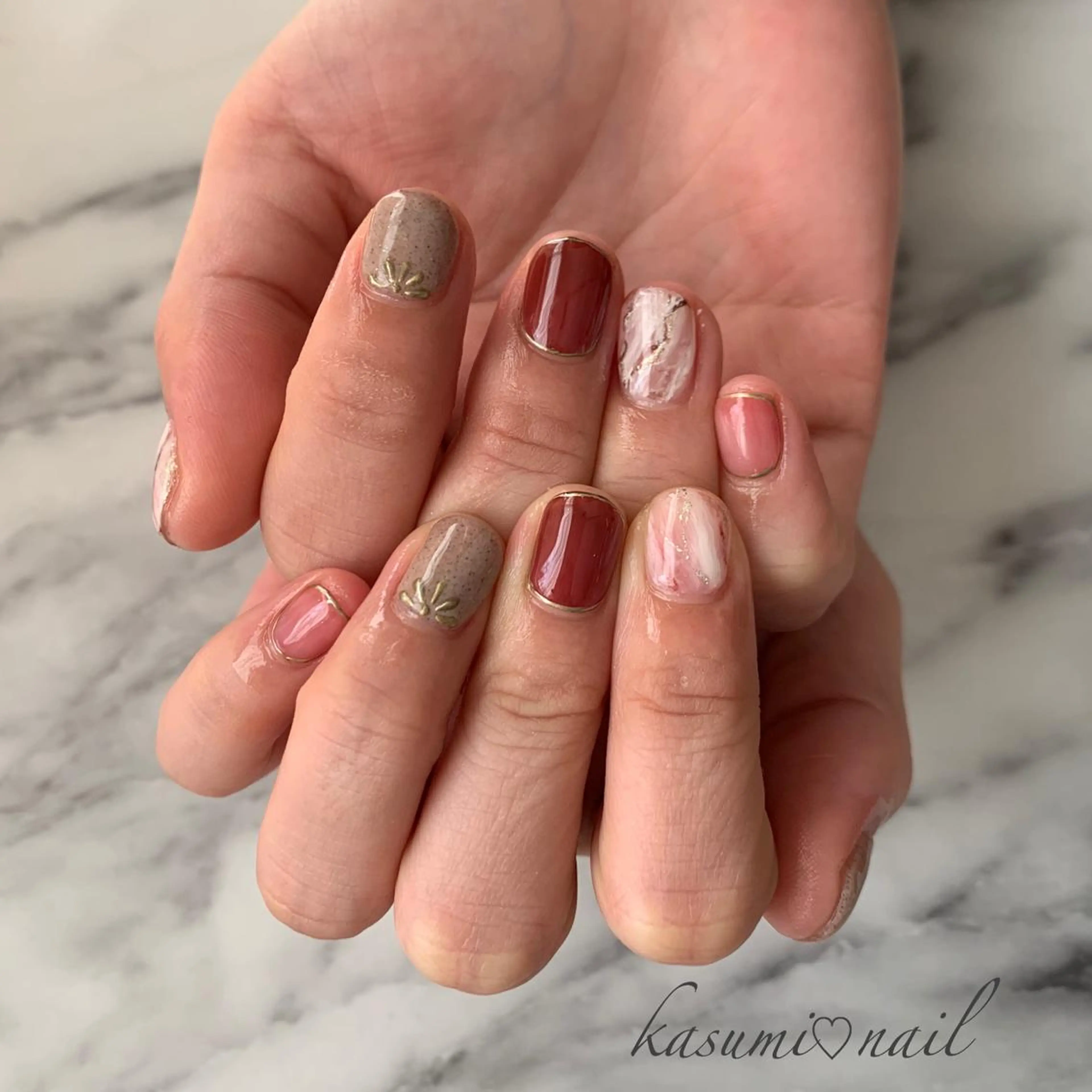 ネイル アートネイル フットネイル 大理石ネイル(マーブル) ミラーネイル ニュアンスネイル KASUMI♡ Nailのネイルデザイン