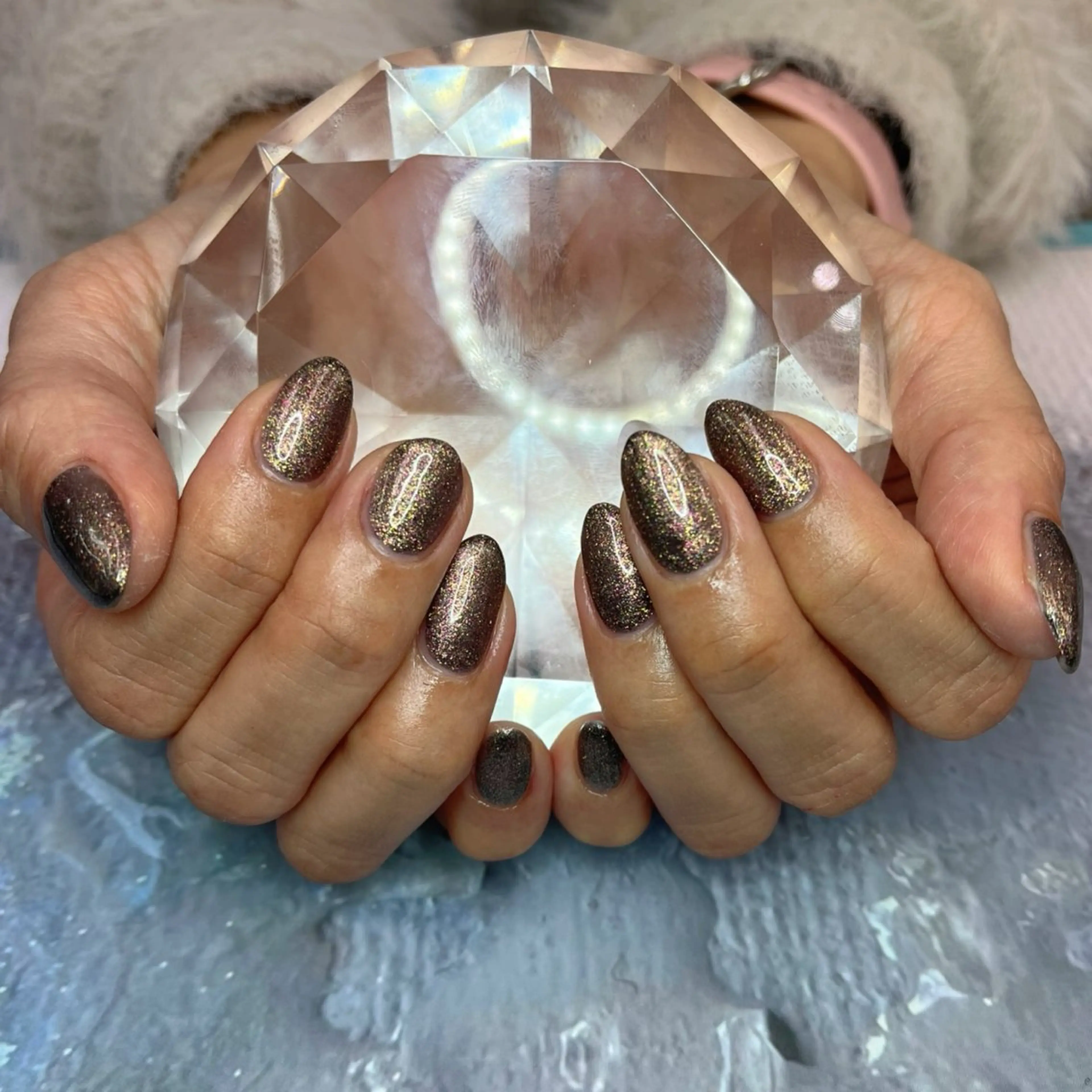 ネイル ブラウン ワンカラーネイル バレンタイン BlueDaisy 栄本店のネイルデザイン