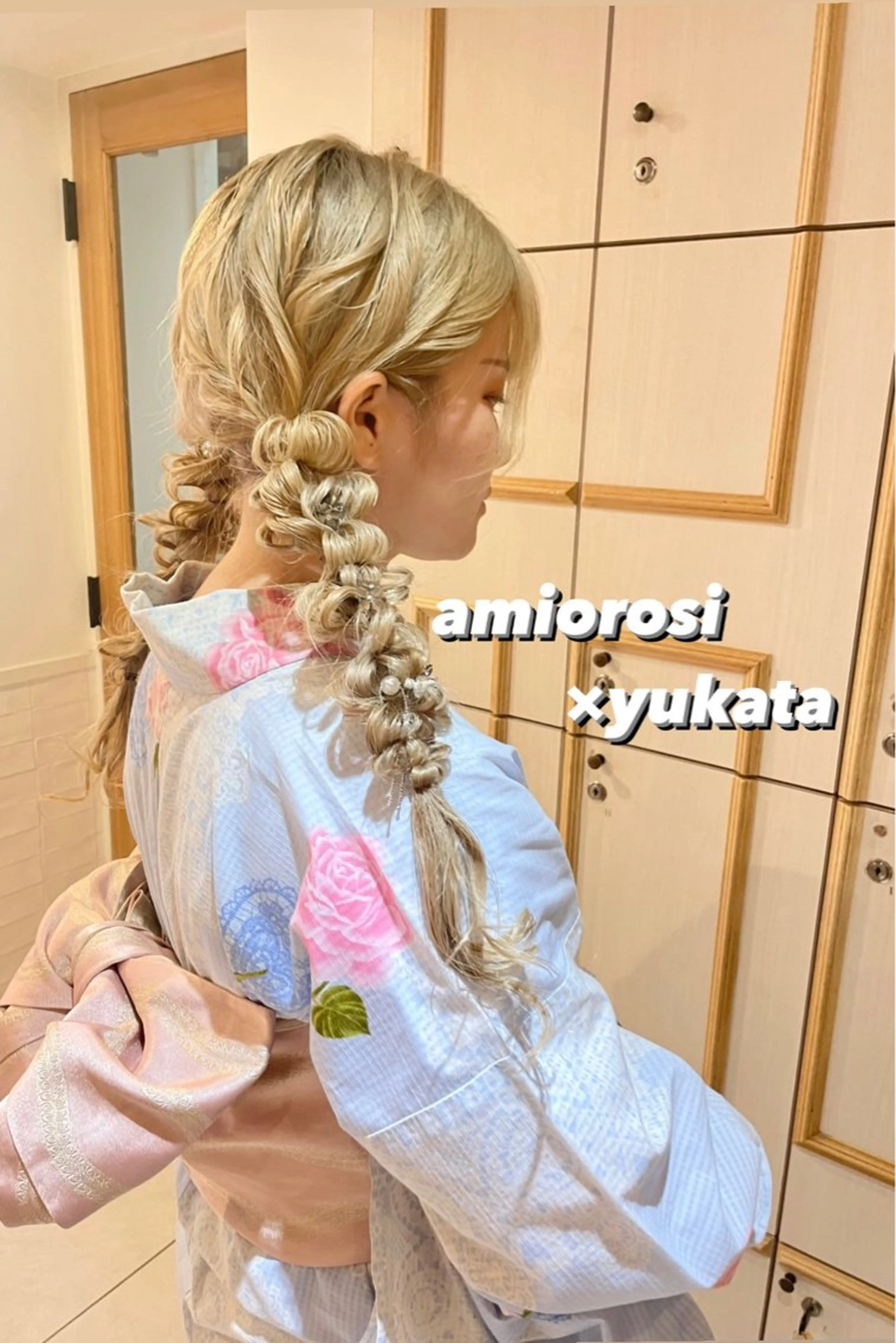 セミロング カラー ヘアアレンジ 着付け ハイトーンピンク🍑 ブリーチ🍑RINAのヘアスタイル