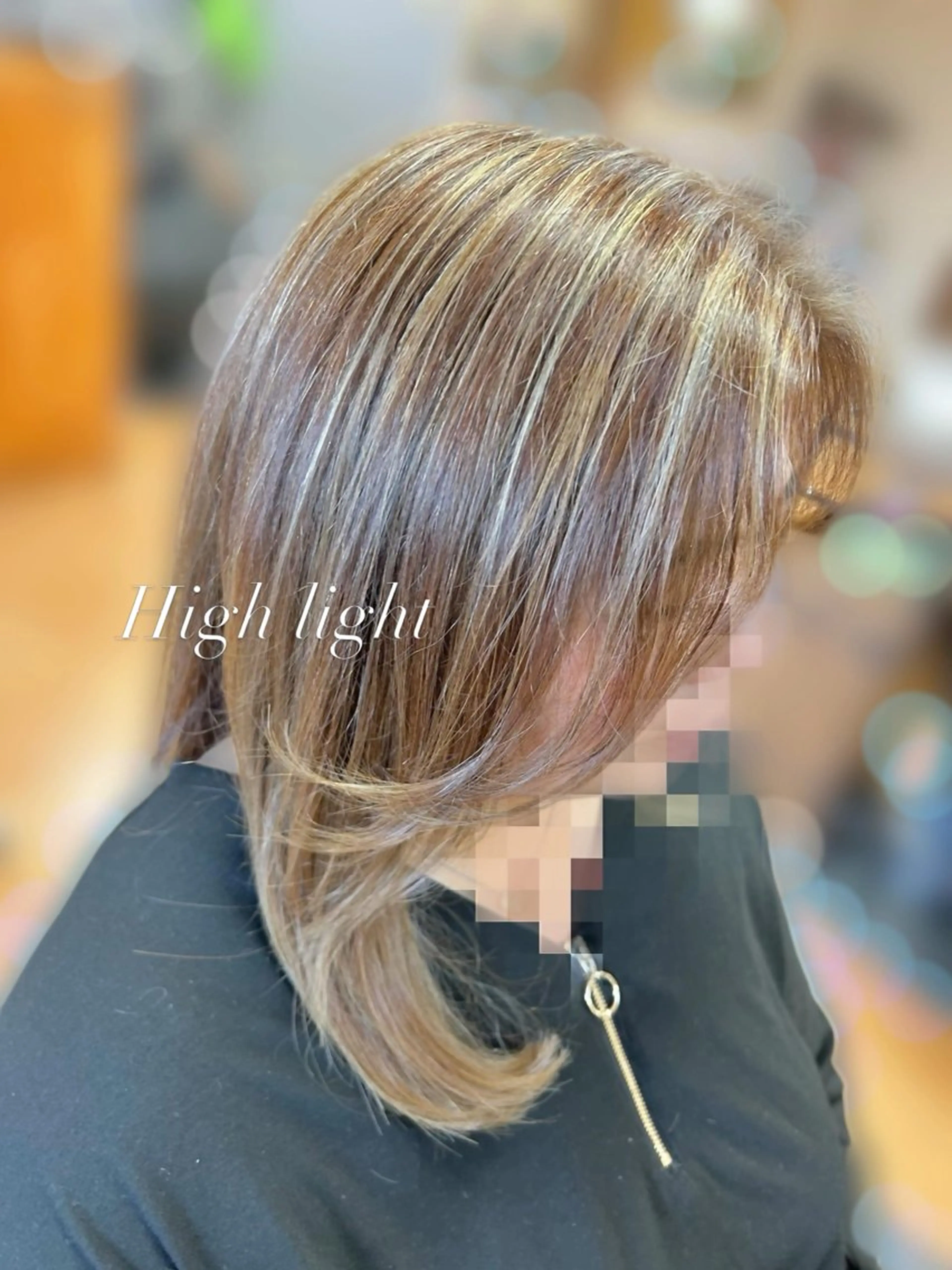 セミロング ハイライト かぁちゃん 橋本のヘアスタイル