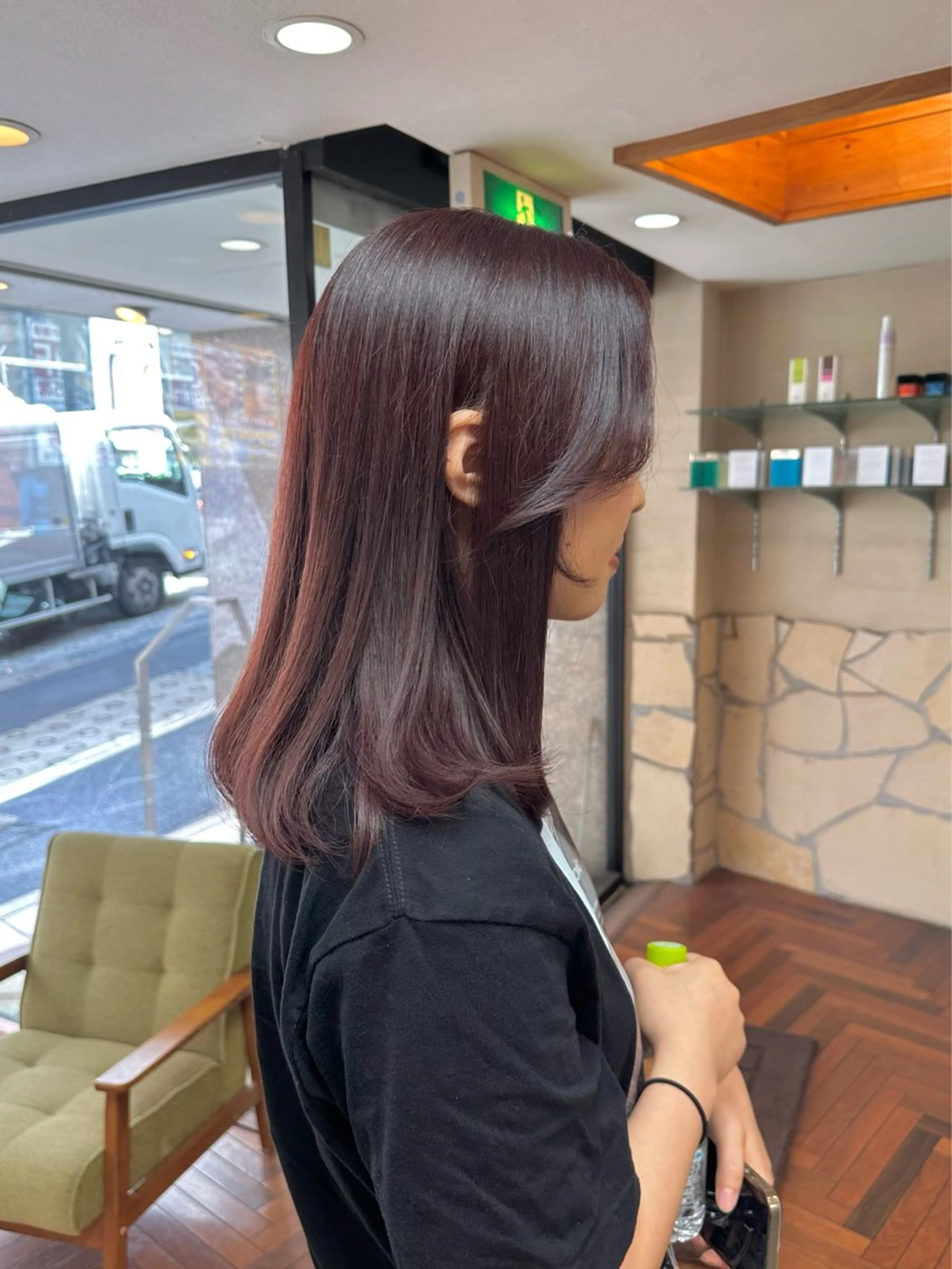 ミディアム カラー ブリーチ ブラウンカラー ブリーチなしカラー ピンクカラー ピンクブラウン 矢野 晃平のヘアスタイル